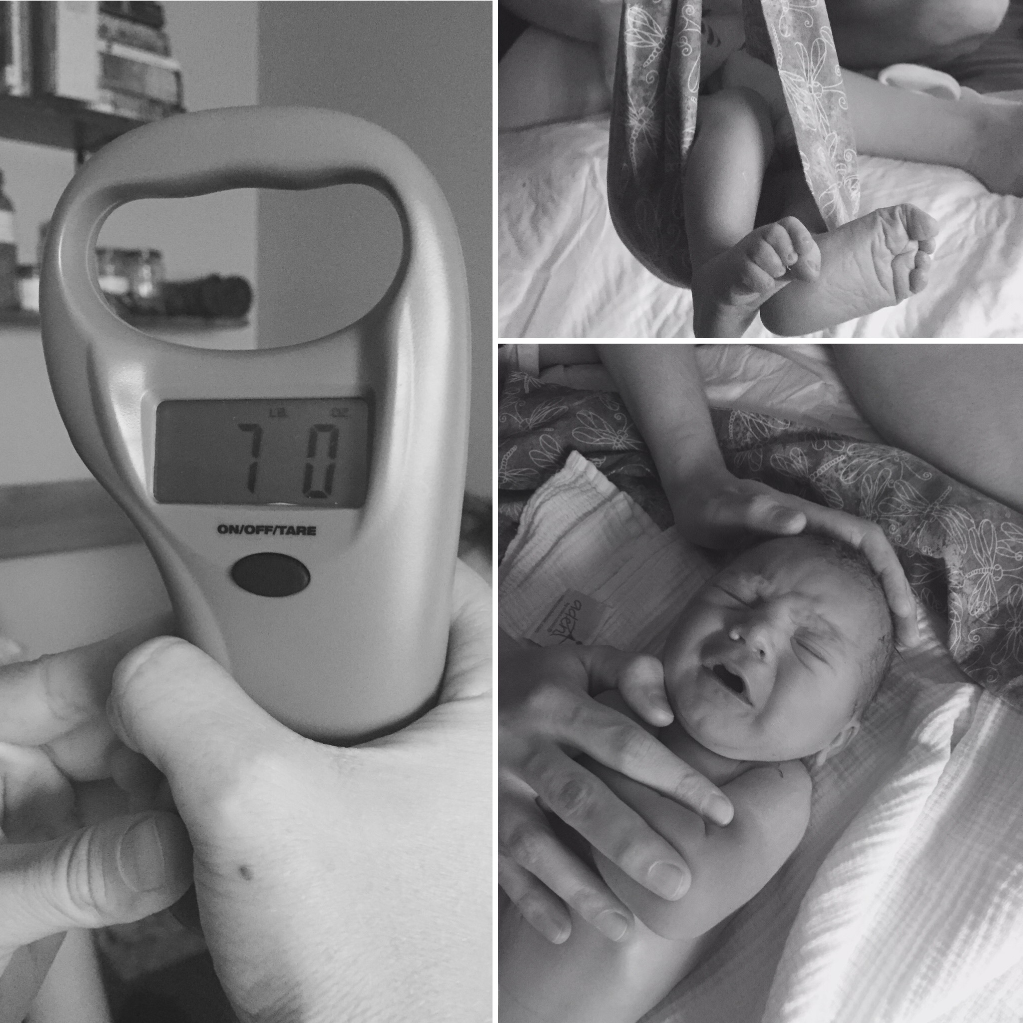 Weighing Cassian… 7 lbs even!