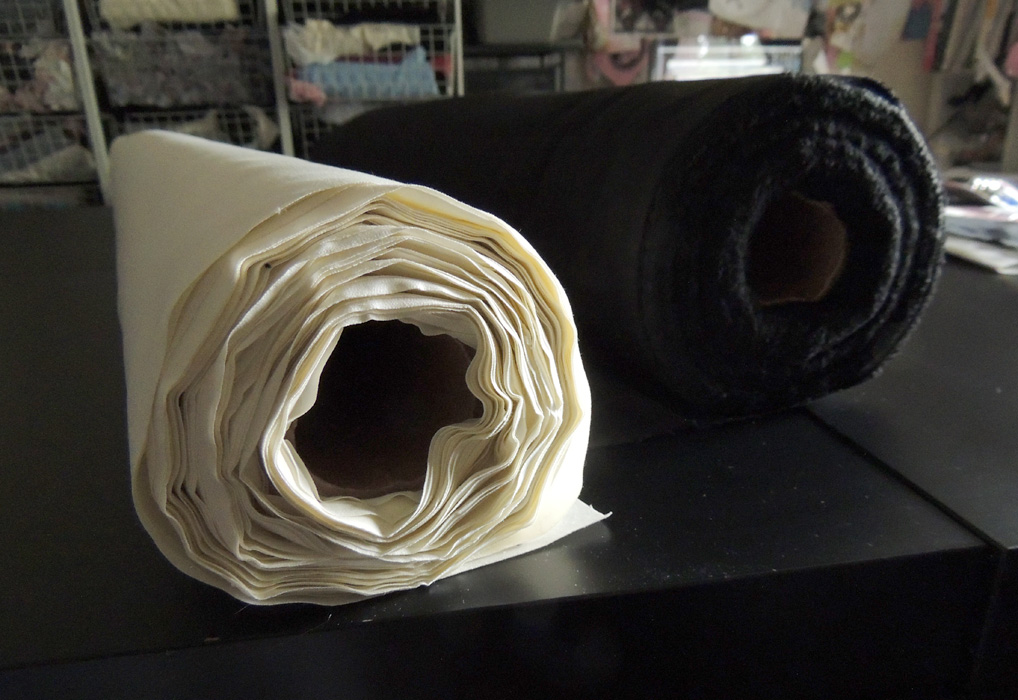 ^The underlining fabric for the print - not the lining, and the not the print fabric, but the layer of cotton/poly that goes in between to give the garment stability.