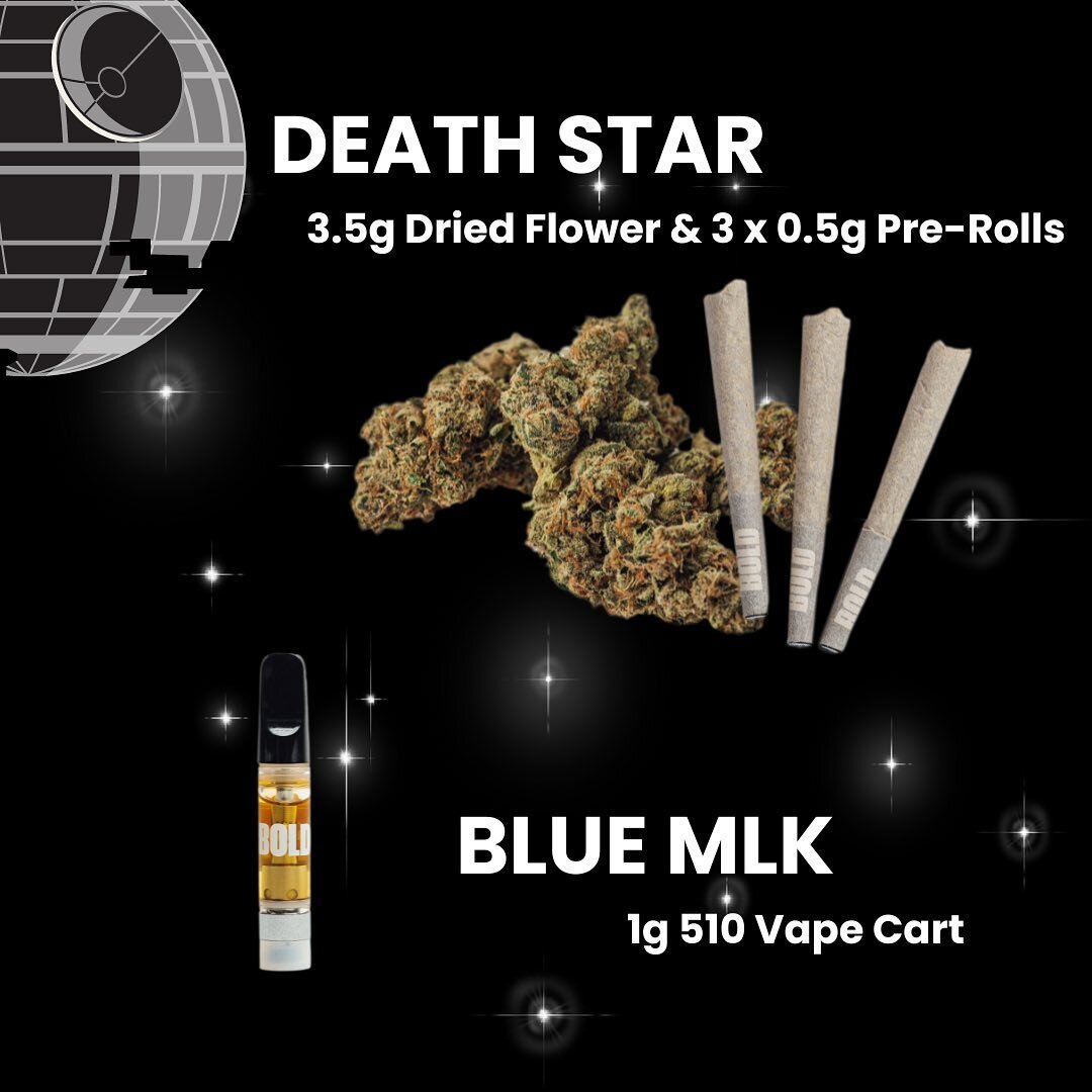 This is the perfect day to enjoy our Death Star and Blue Mlk. May the 4th be with you!
