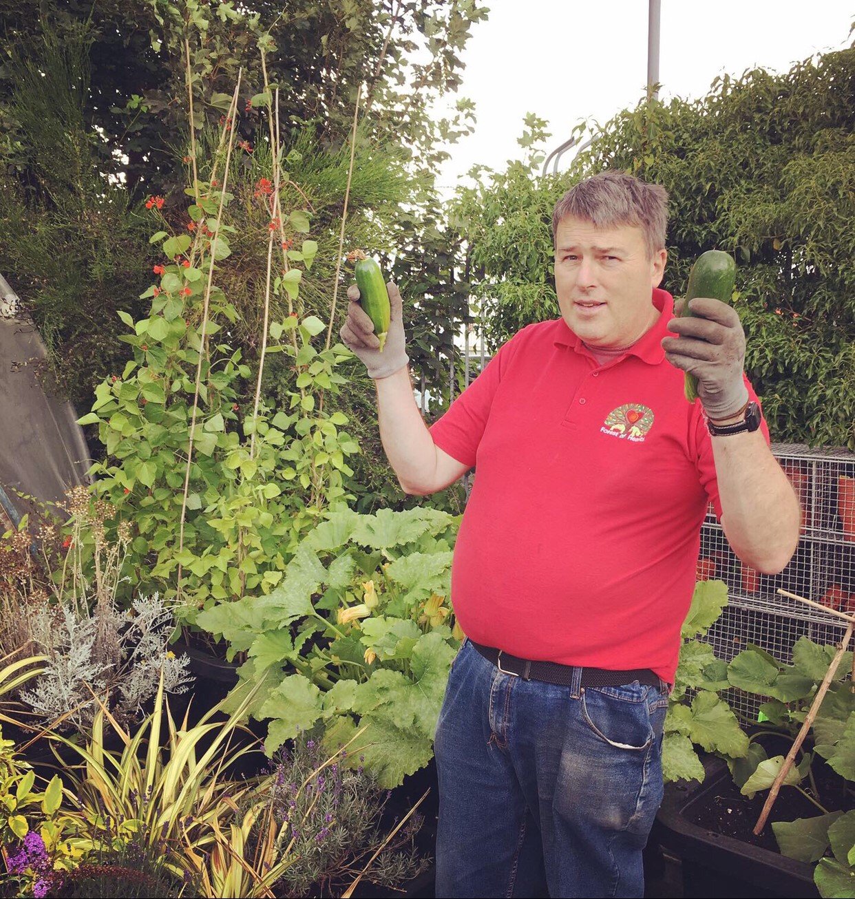 man holding courgette vegetable  