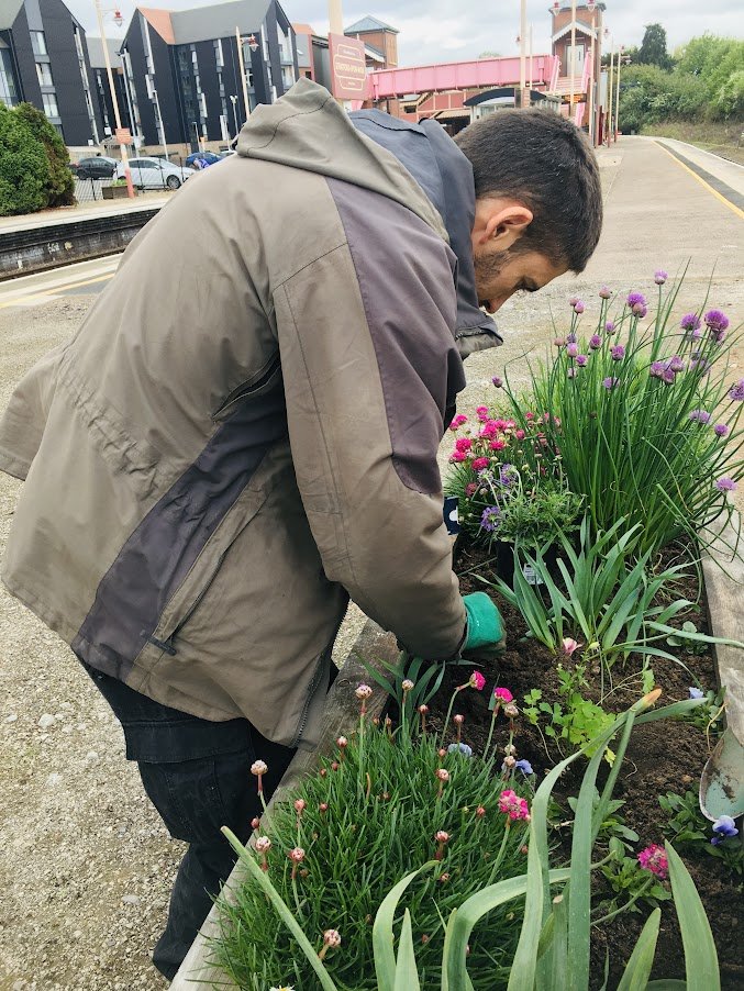 planting at train station.JPG