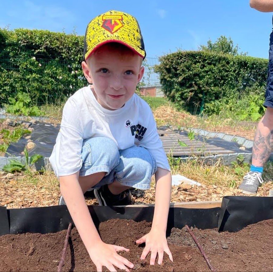 child gardening at allotment veg plot.jpg