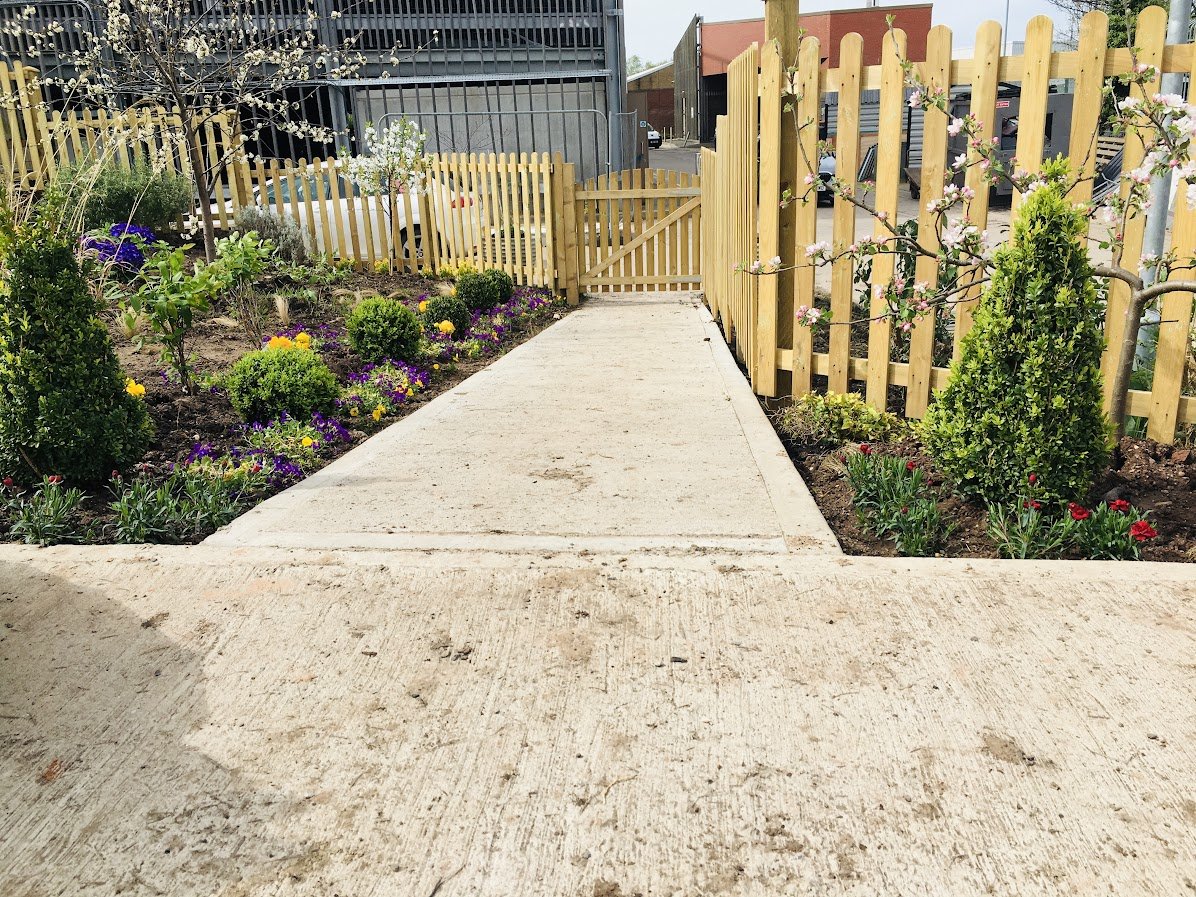 concrete disabled access pathway at stratford hospital.JPG
