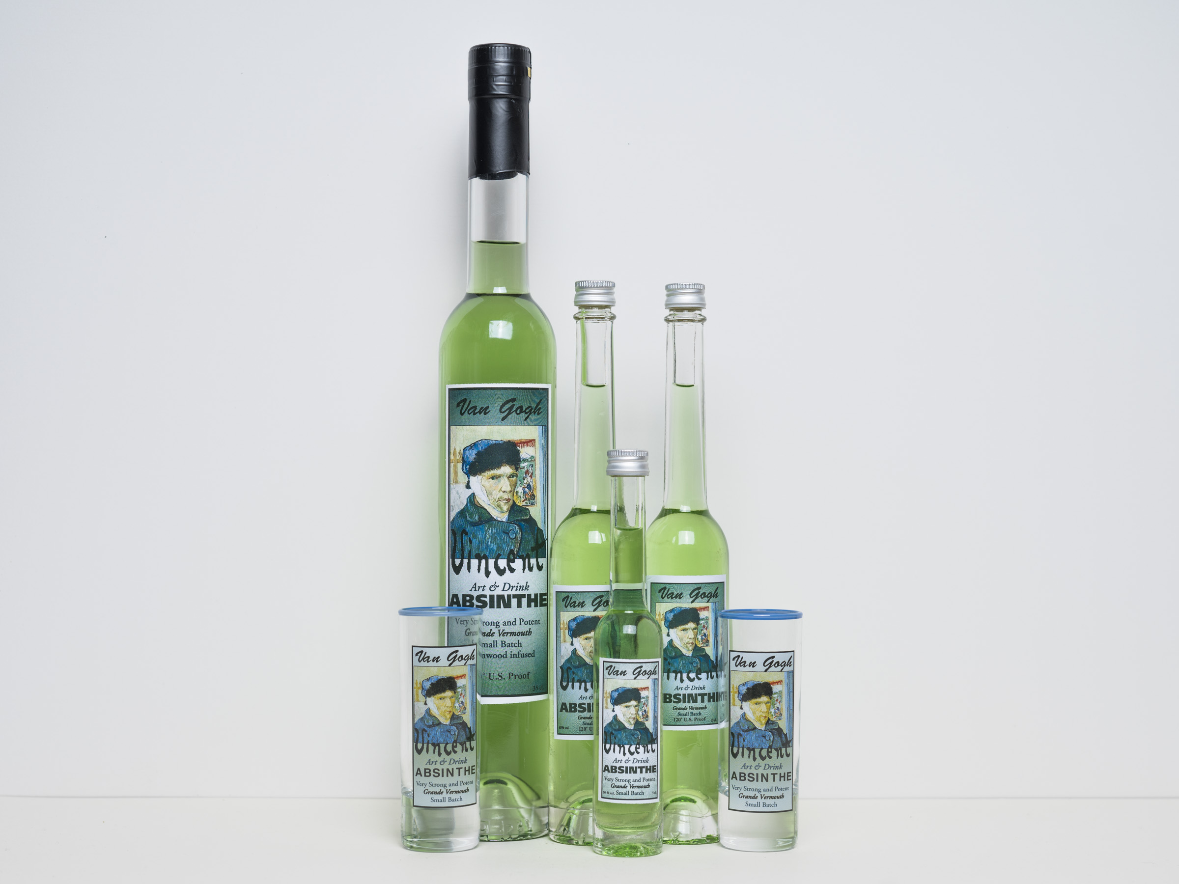 Van gogh absinthe 350ml. 60% vol. alc. en 10 mg. thujone € 29,95 100ml. 60% vol. alc. en 10 mg. thujone € 14,95 50ml. 60% vol. alc. en 10 mg. thujone € 9,95