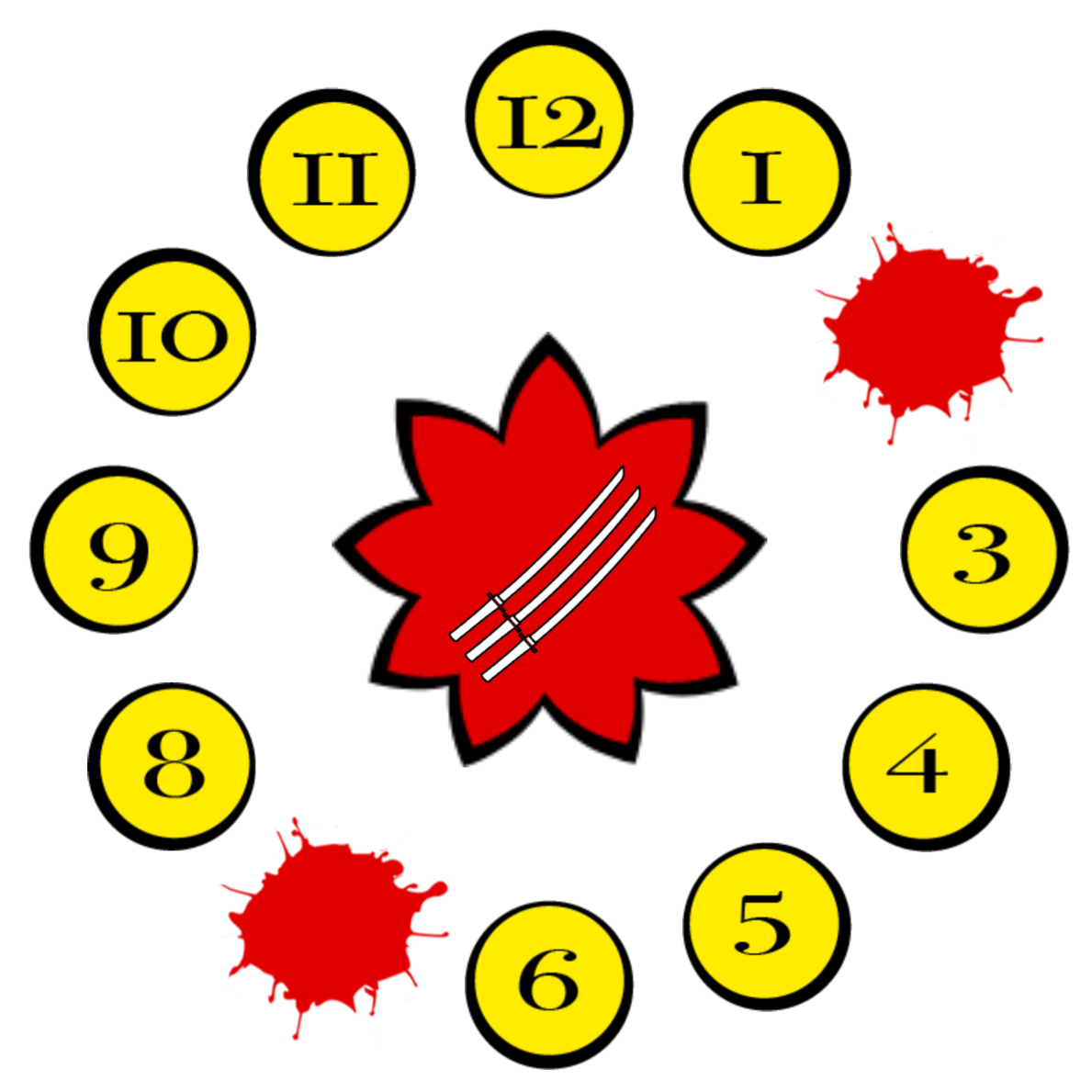 Left, the mobile interface that controls the game. Above, the scoreboard, projected on the floor or wall. In this example, players 2 and 7 have been eliminated.