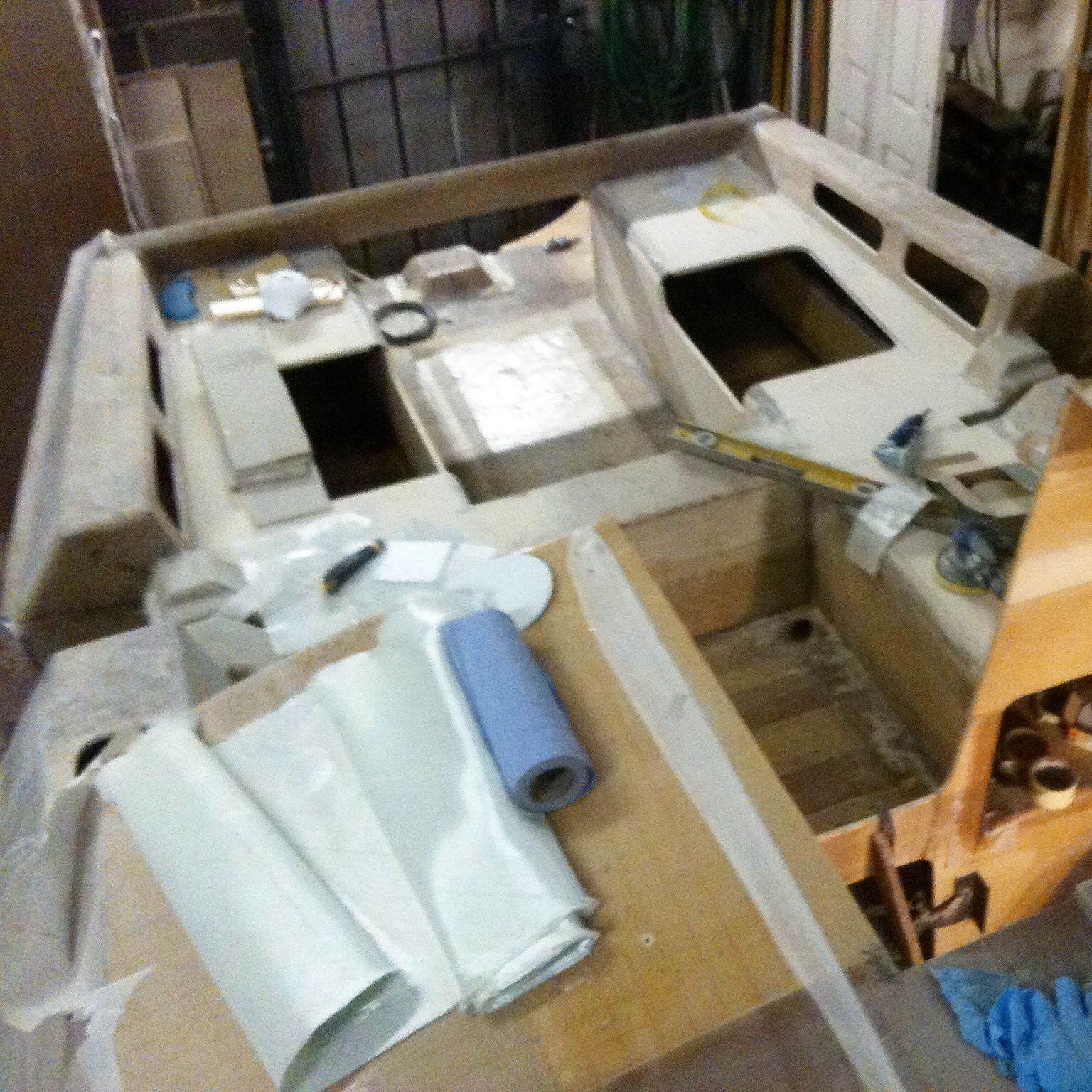 The cockpit (mid construction) as seen from the coachroof