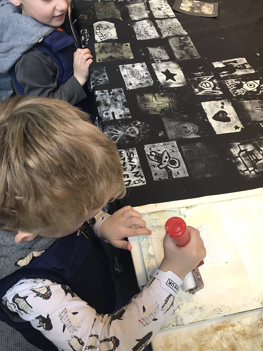 Polystyrene relief printmaking at Maker Faire