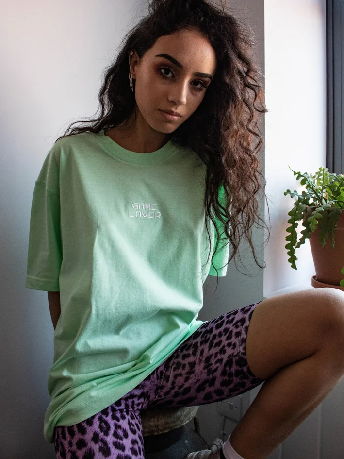 Game Lover Tee Lime Womens Front.jpg