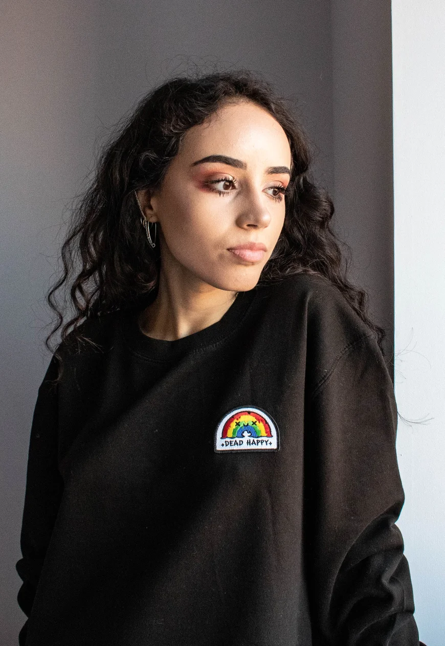 Dead Happy Black Sweater Womens Detail.jpg