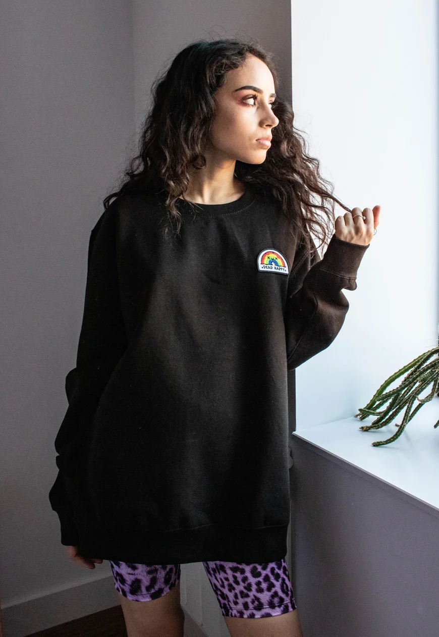 Dead Happy Black Sweater Womens Front.jpg