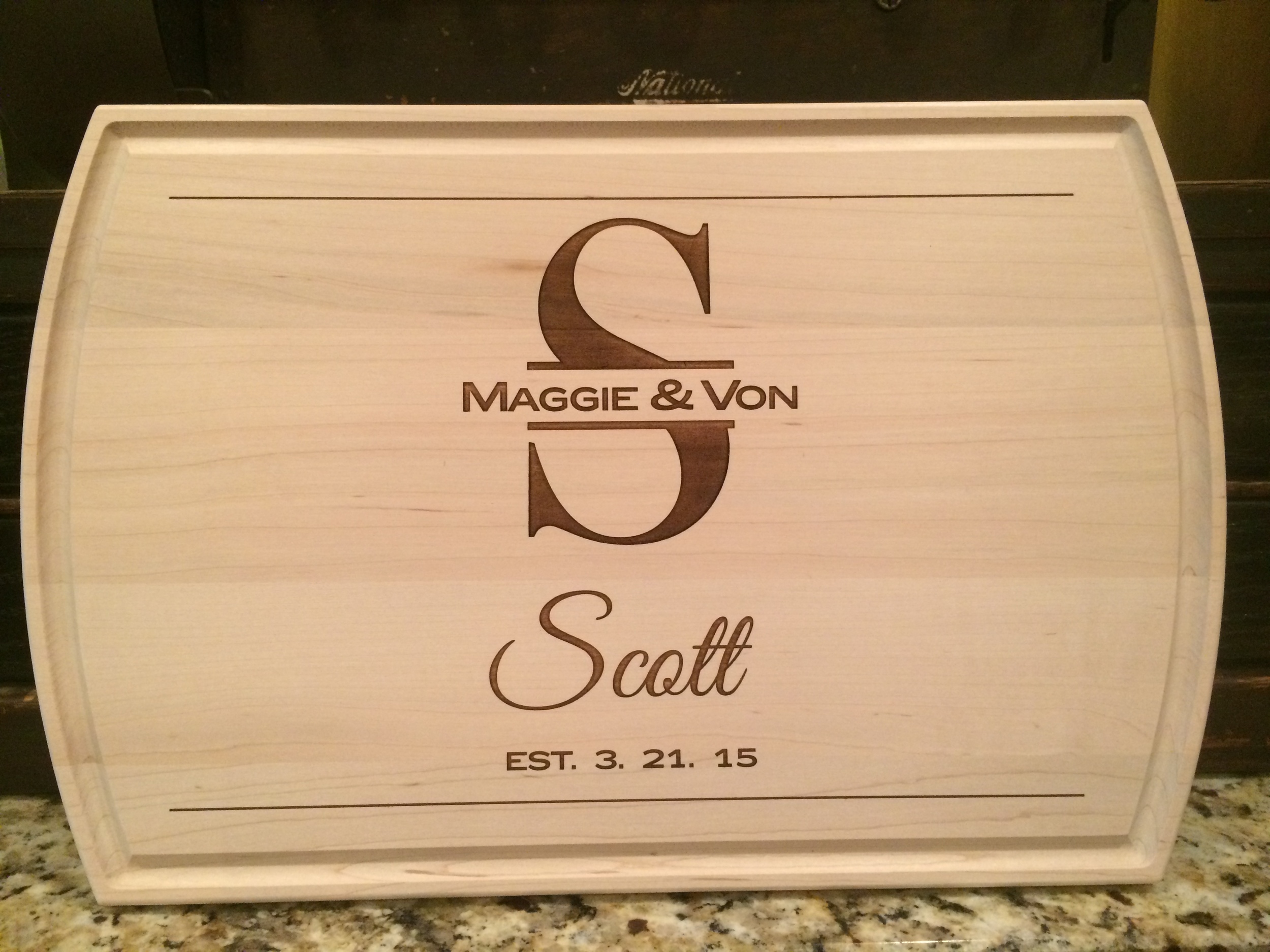 Customized orders! Cutting Board Laser Engraved personalized Monogram designs