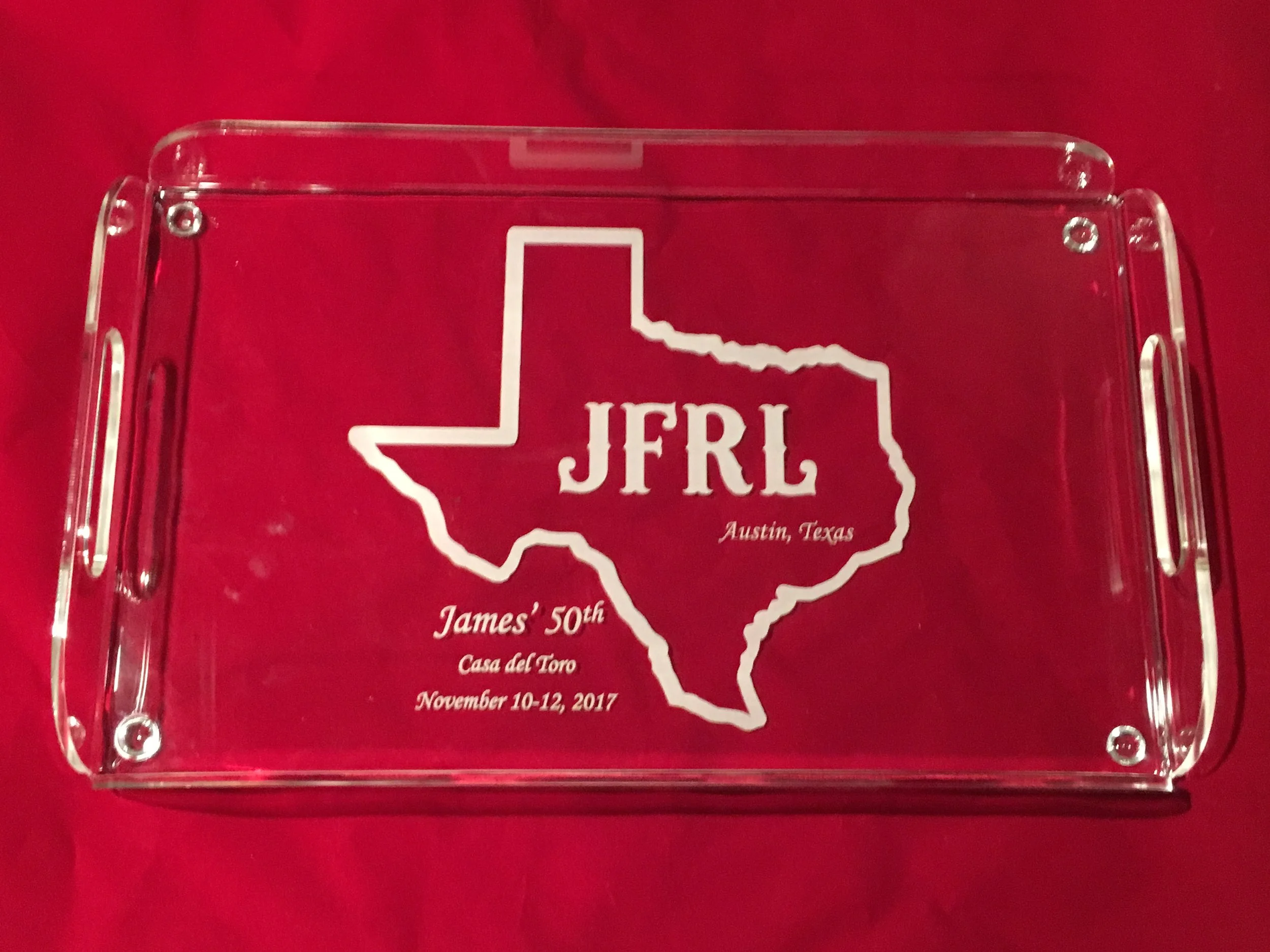 laser engraved acrylic tray