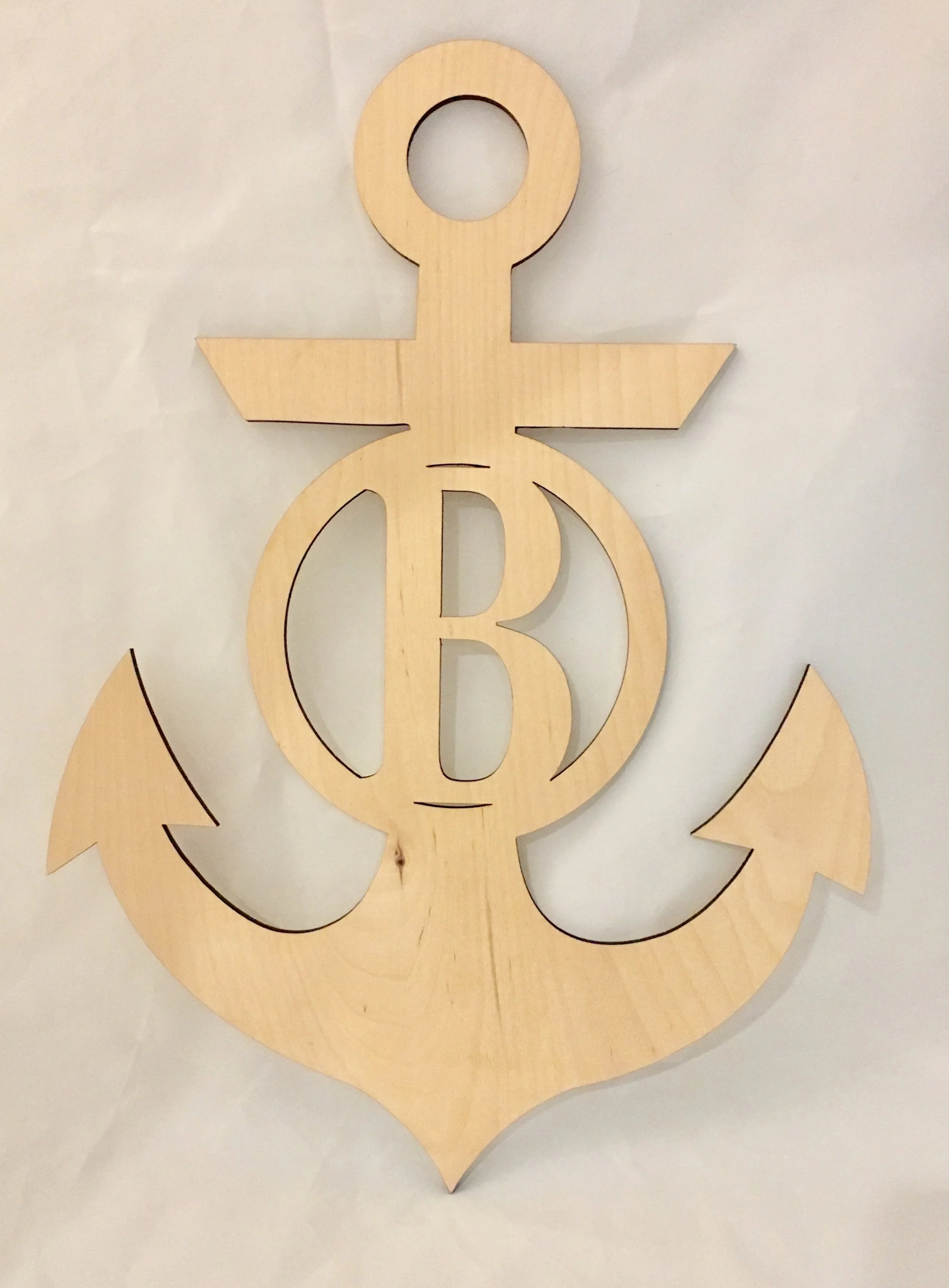 laser engraved anchor with monogram