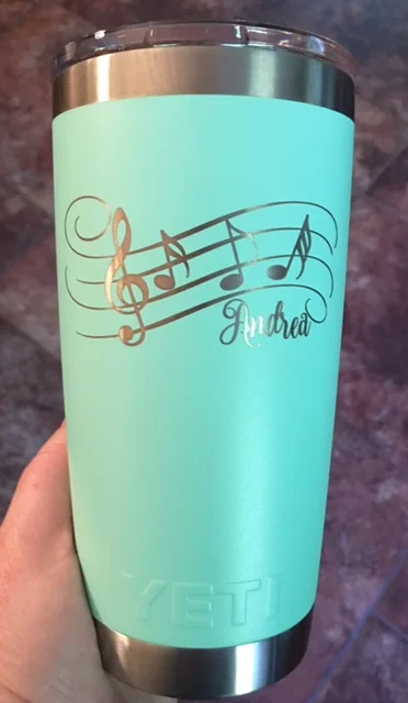 Stainless steel tumbler engraving