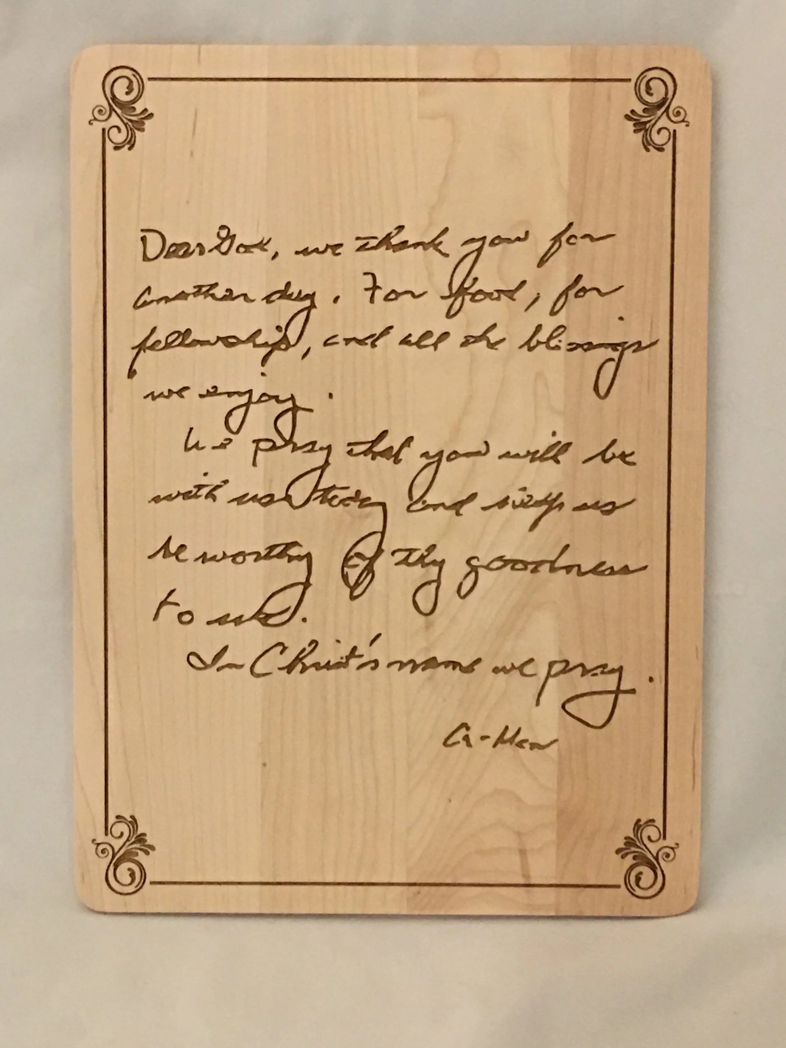 laser engraved maple cutting board