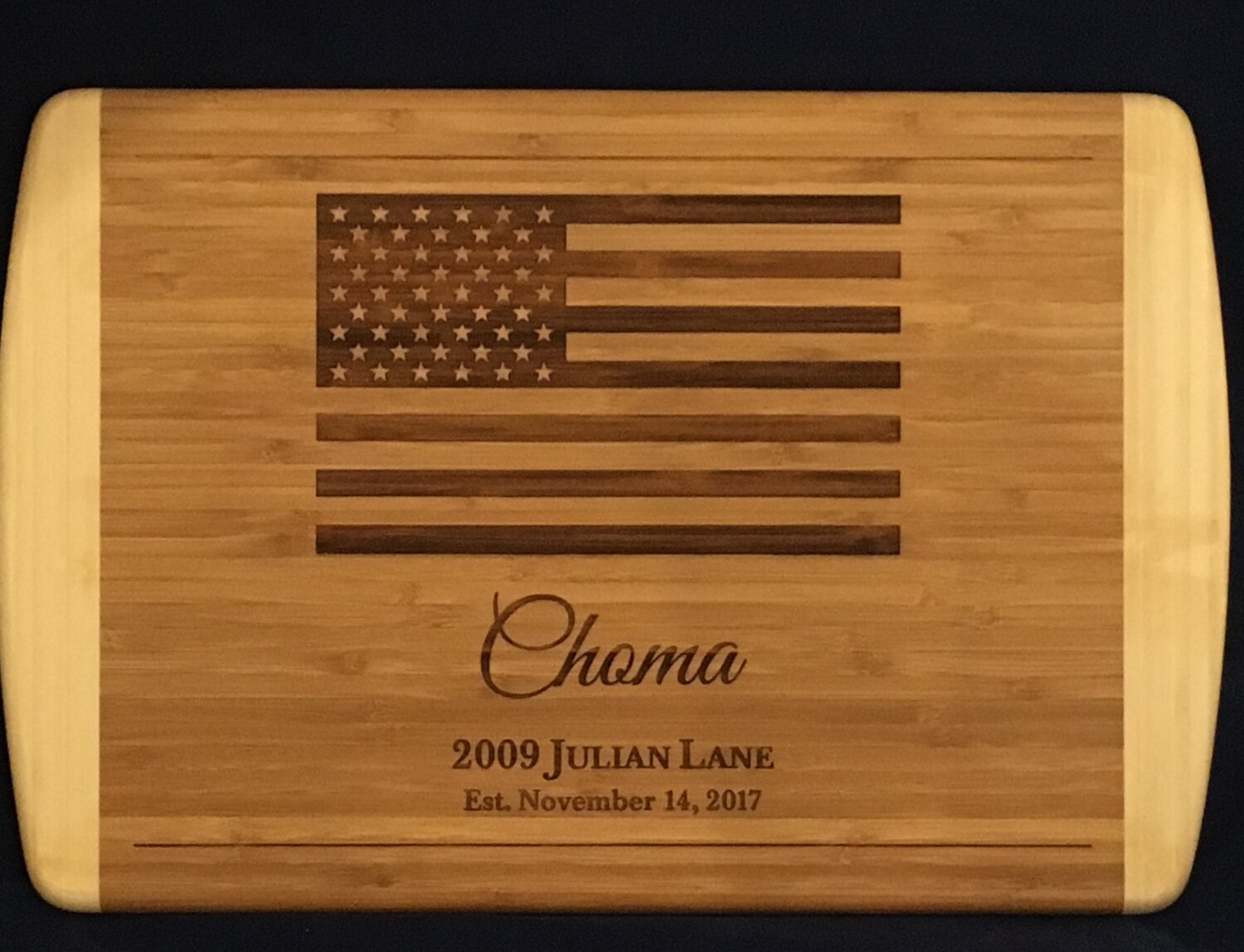 Laser Engraved Pineapple 12 x 18 Oval Maple Cutting Board