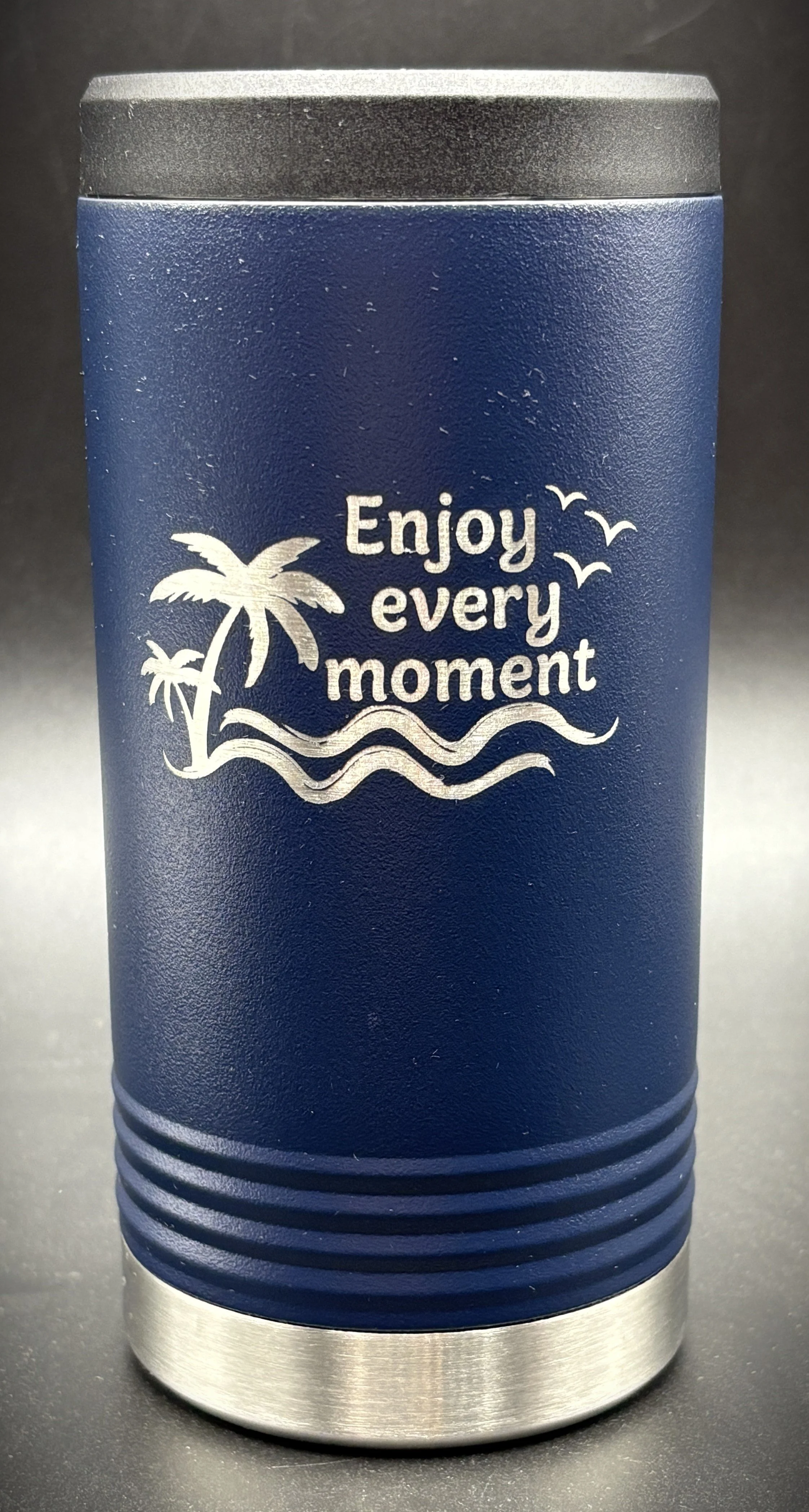 Laser engraved slim can holder