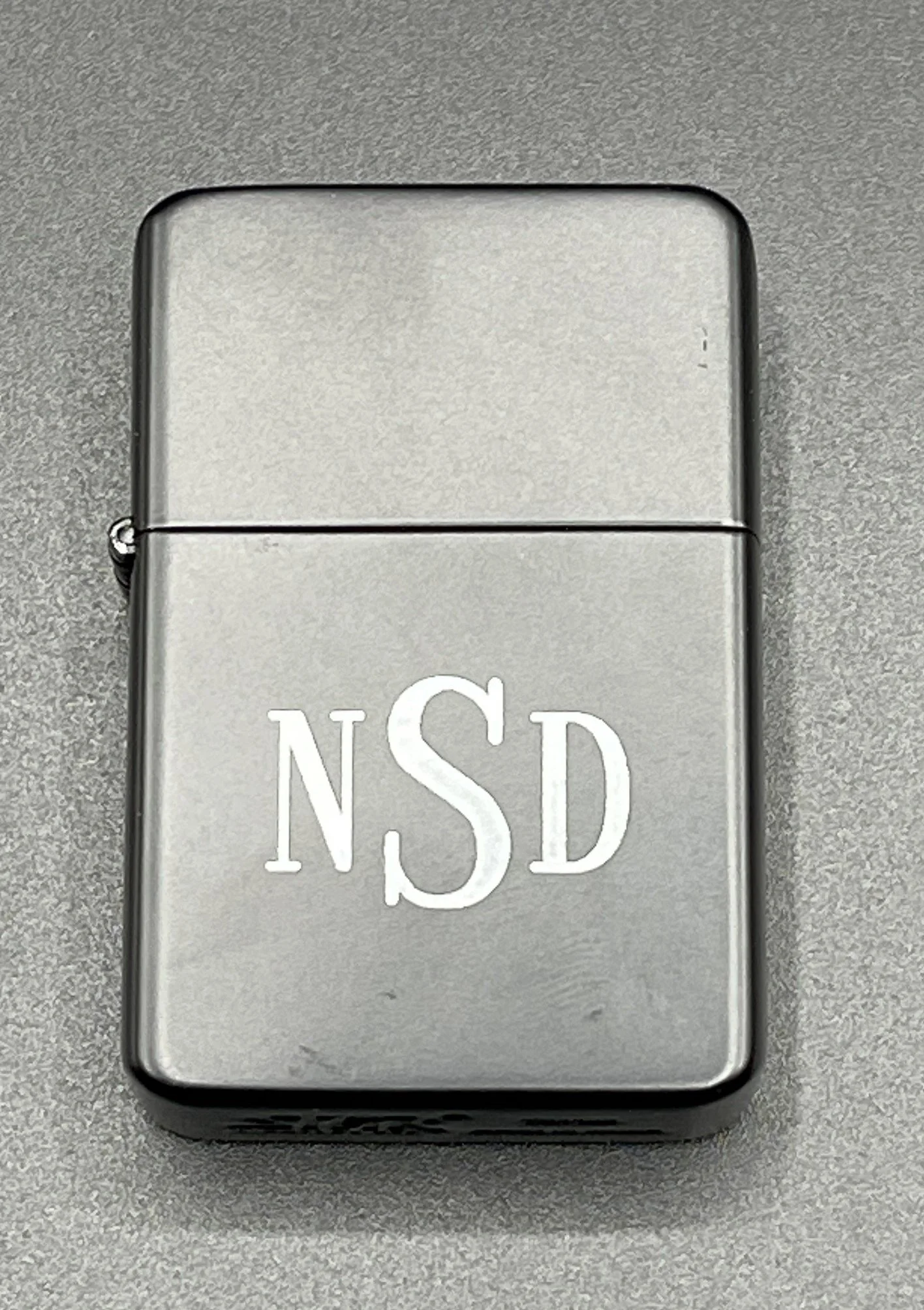 Powder coasted brass laser engraved lighter