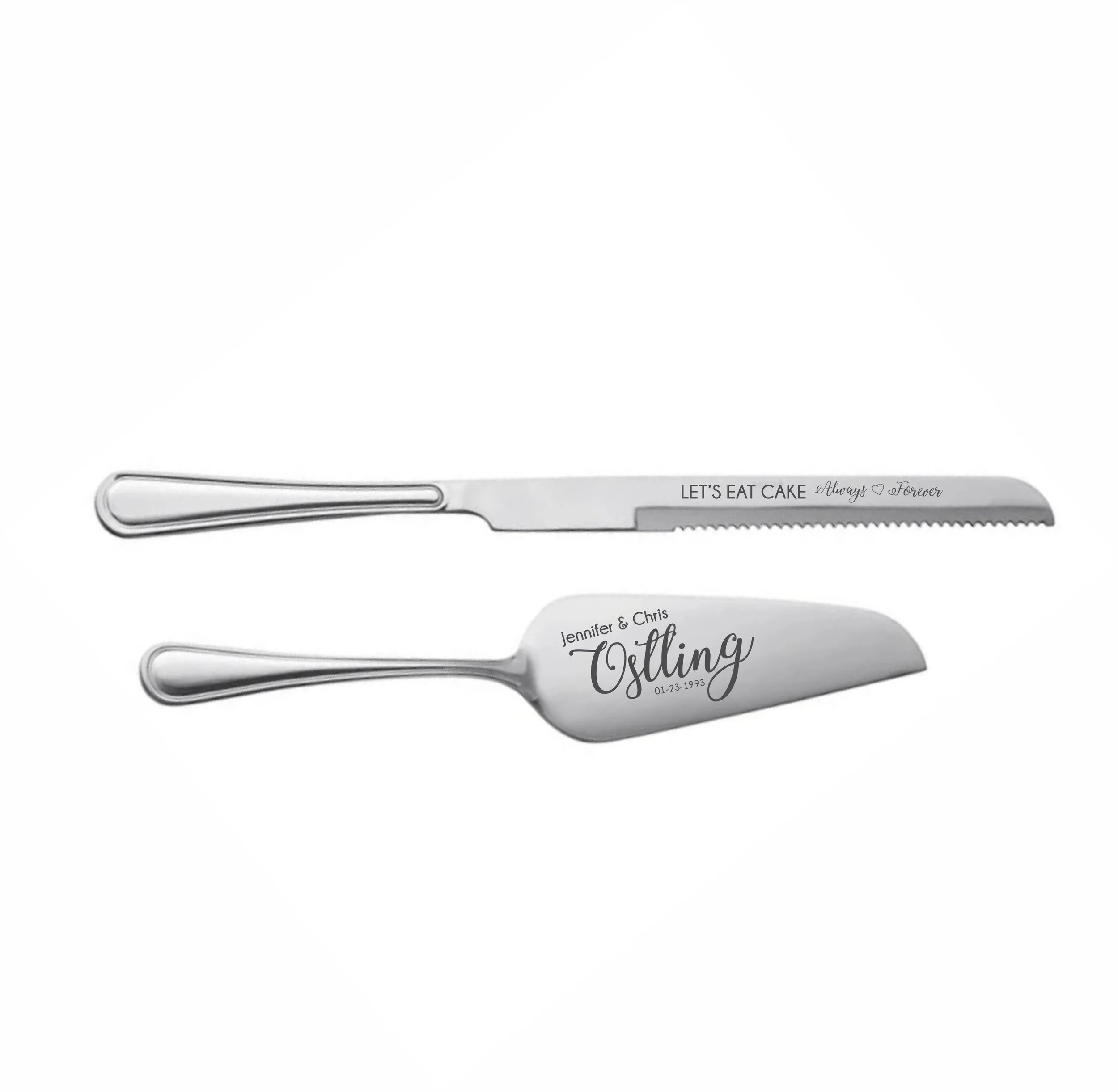 Engraved Cake Server Set