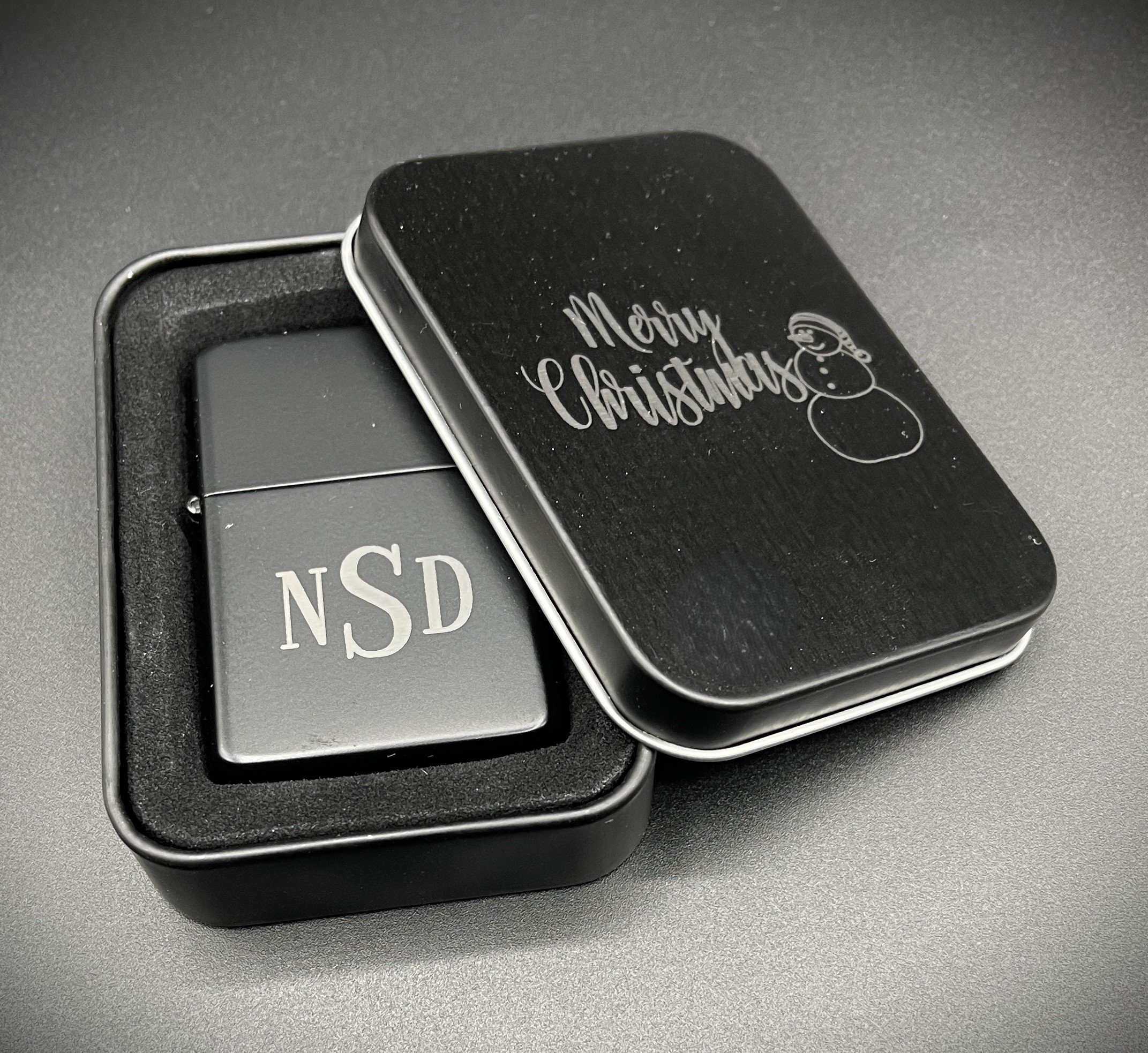 Powder coasted brass laser engraved lighter