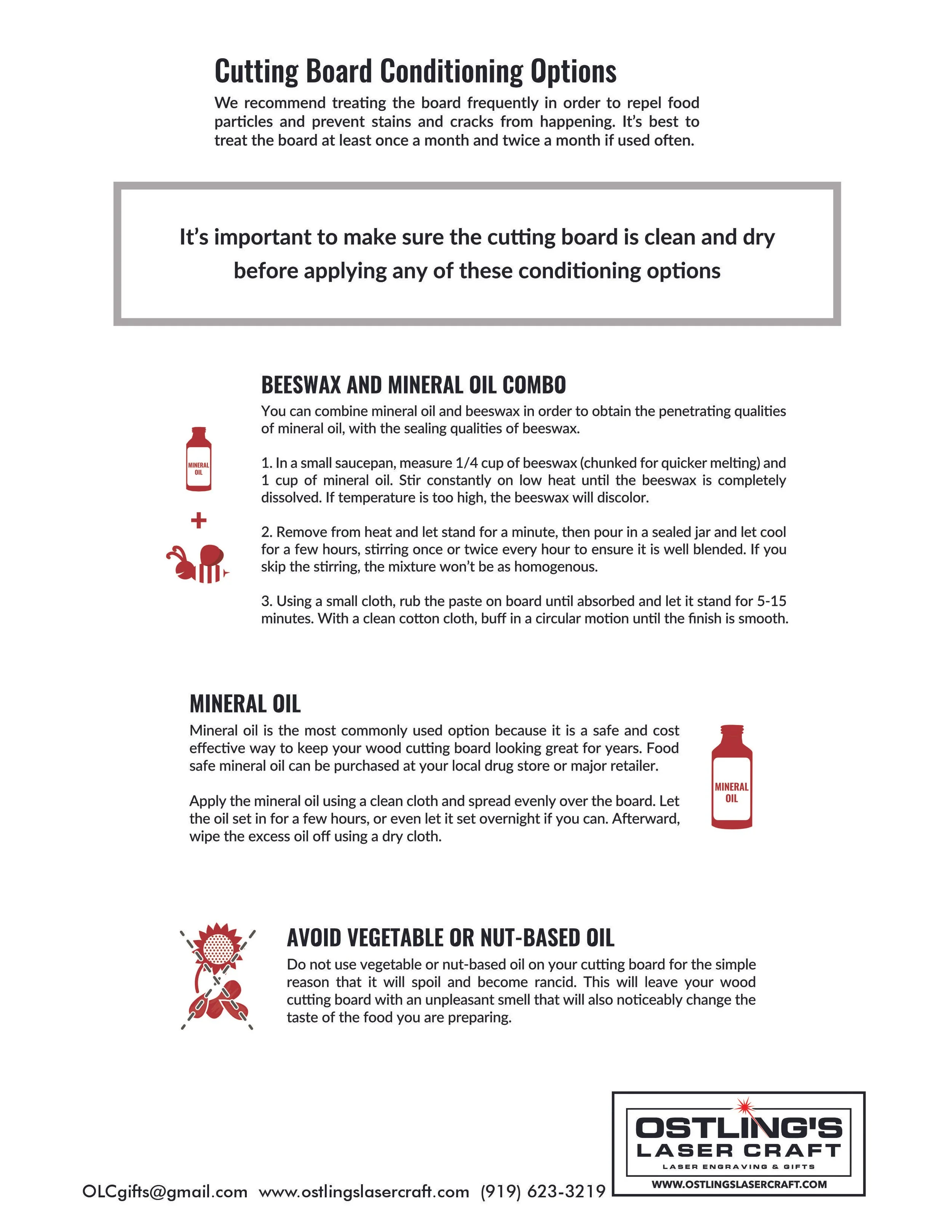 Wood Cutting Board Care Instructions