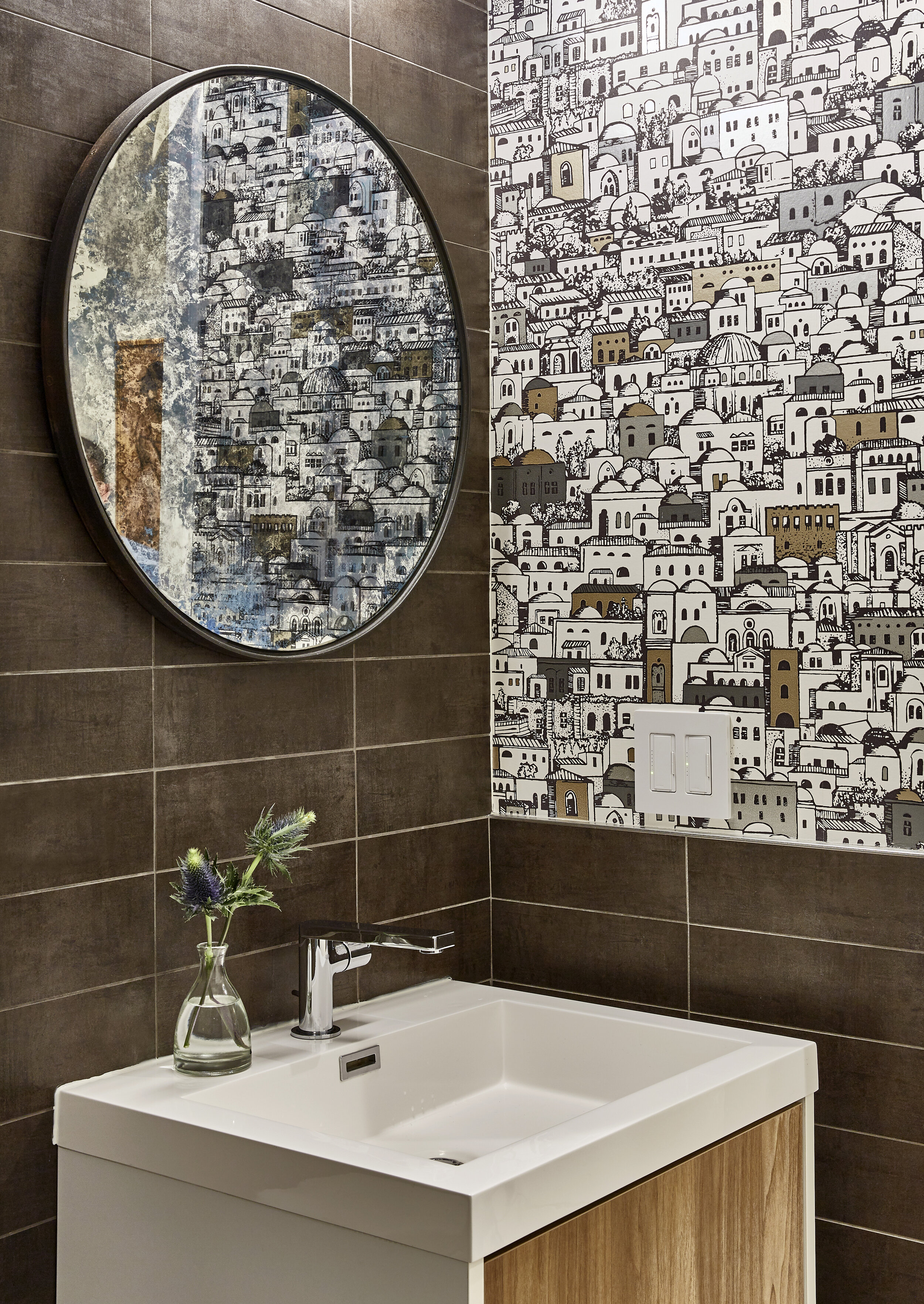 Guest Bath/Powder Room Mediterranean wallpaper from Etoffe