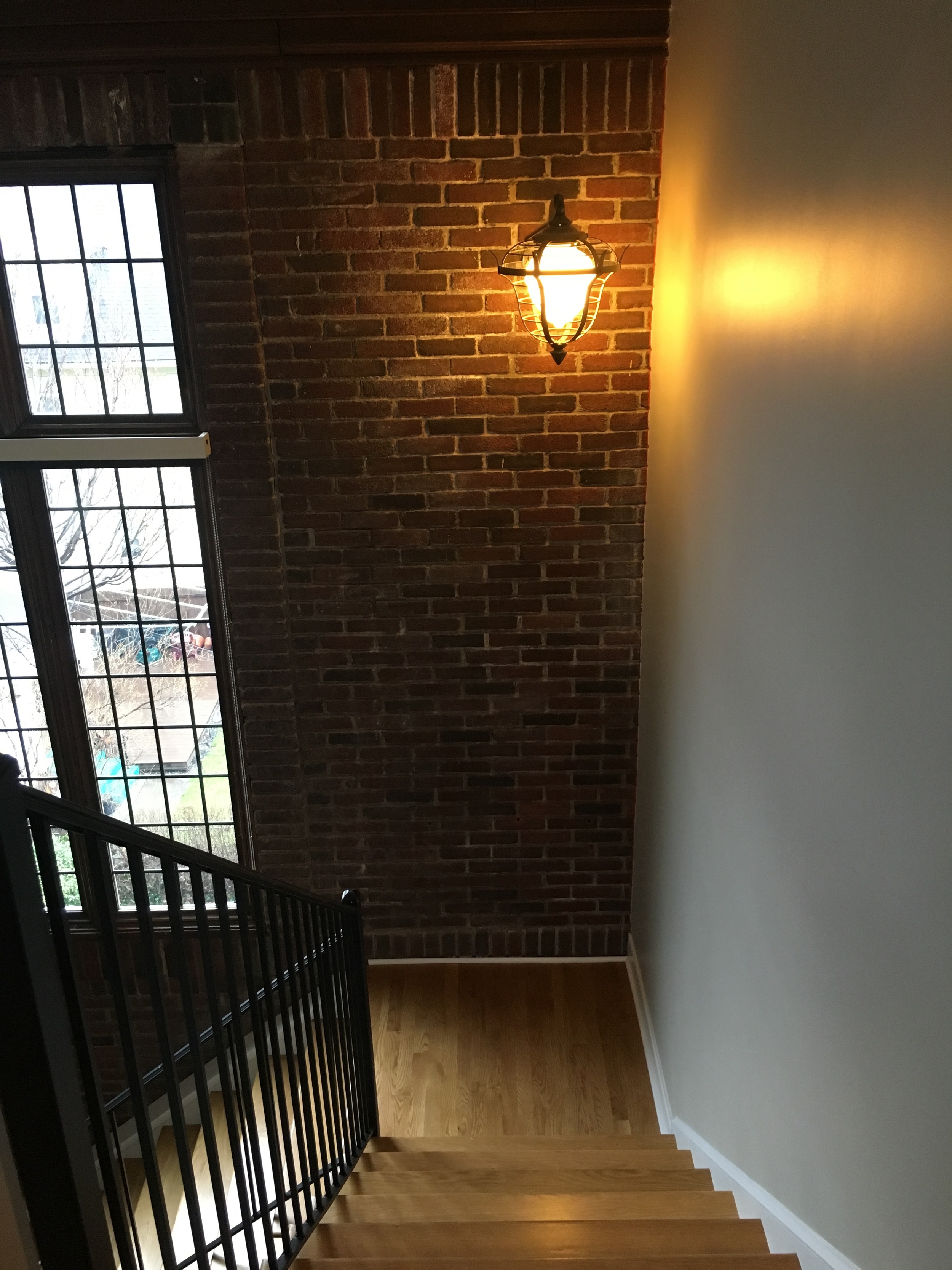 Down the stairs...another awesome light fixture.