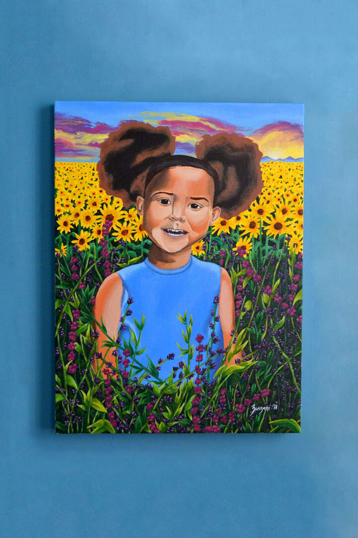 custom art sunflower lavender field kid.jpg