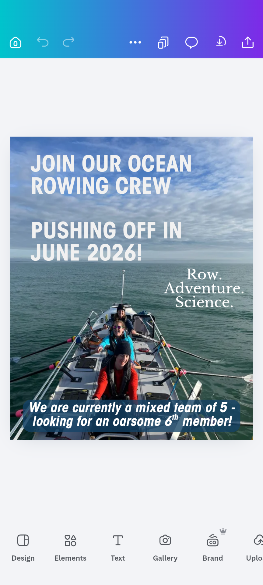 Team of 5 looking for a 6th member for GB Row Challenge 2026