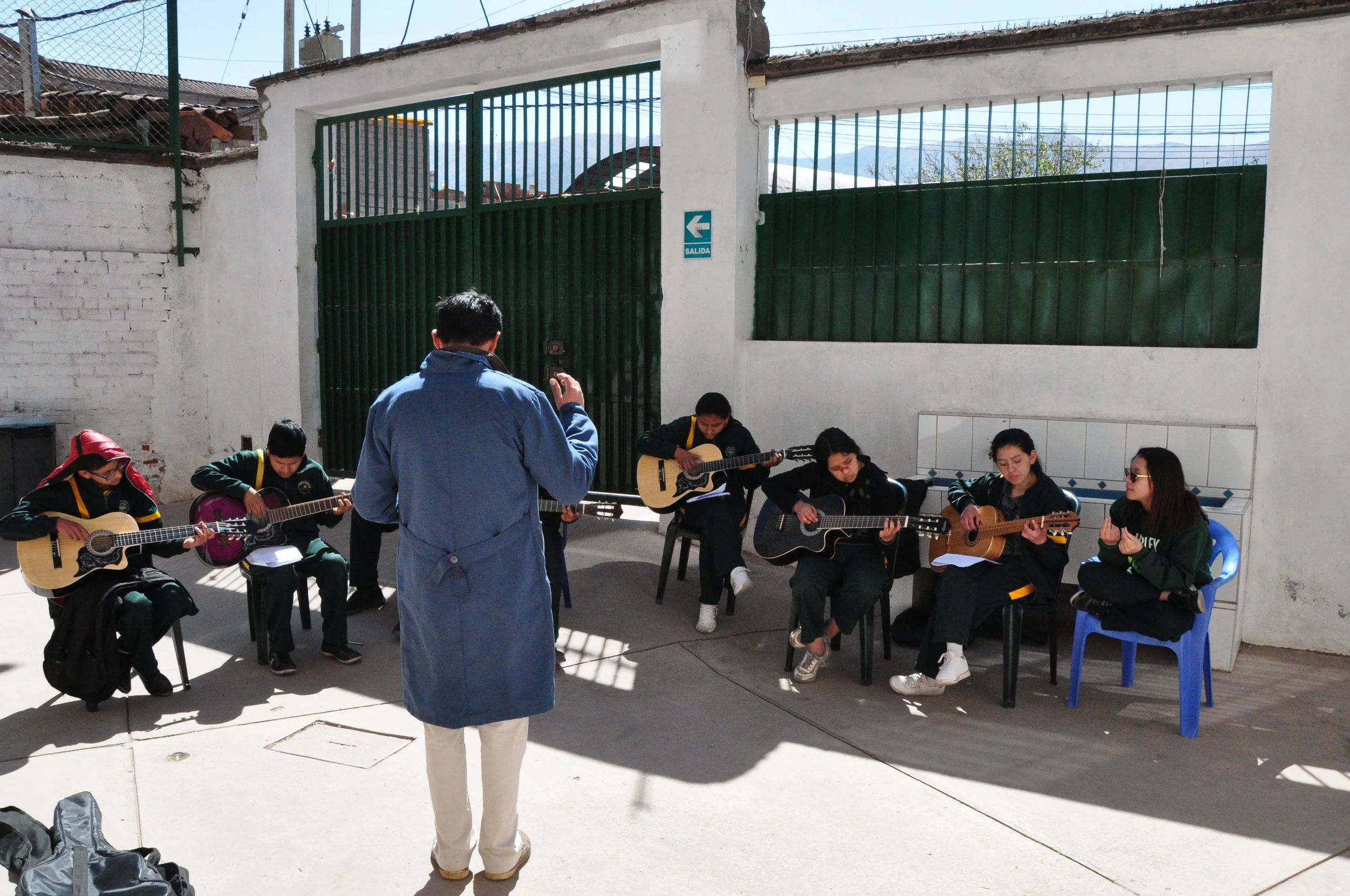  Guitar class held outside due to limited classroom space 