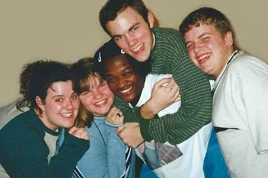 Church 'Cell Group' in High School, circa 1998. L-R, our leader Jen, Sarah, Leslie, me, Andrew.