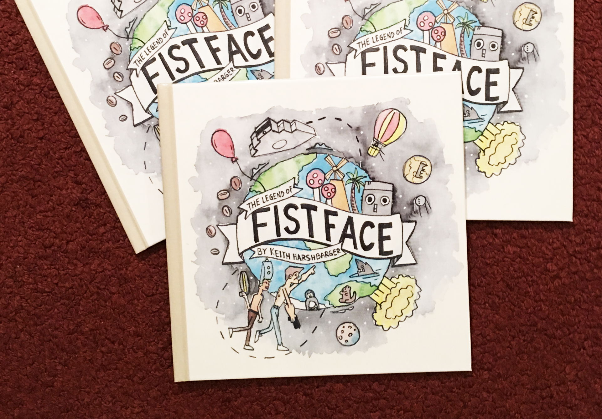 Copies of “The Legend of Fistface” children's book.
