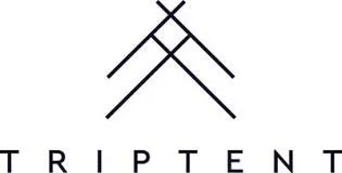 Minimalist black logo with three intersecting lines above the word 'TRIPTENT'.
