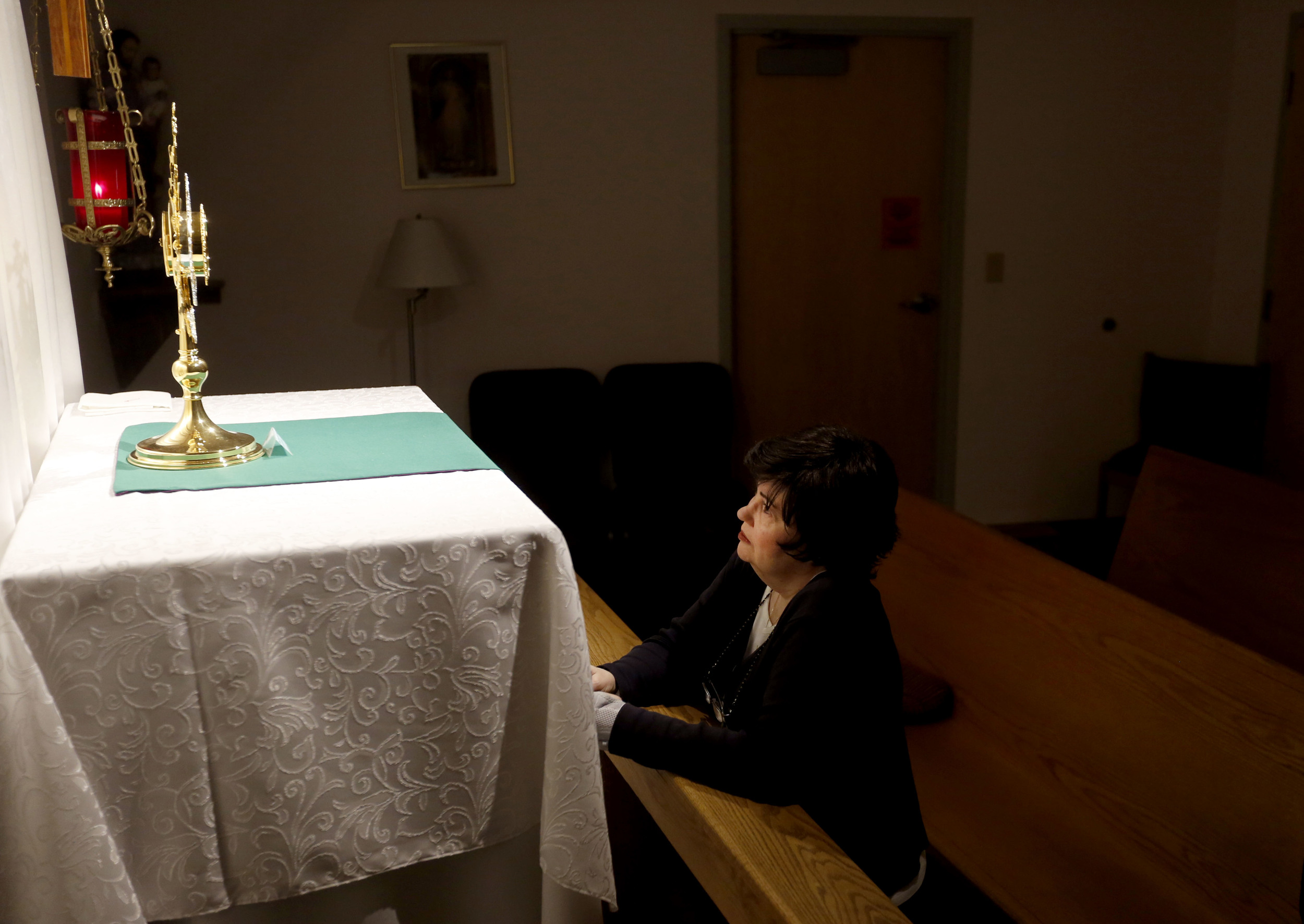   Carol LeCompte, 66, of Kennewick, is the coordinator of the perpetual adoration devotion and ministry program at St. Joseph Catholic Church in Kennewick. About 200 volunteers take turns praying and worshipping God in the chapel around the clock.   