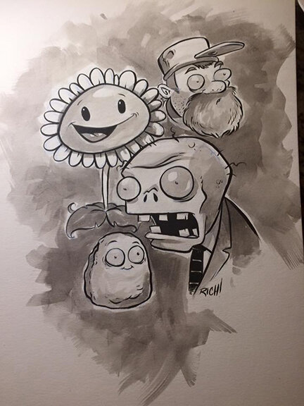 Zombie Art, Plants Vs Zombies, Vintage, Plants, Drawings - Pvz