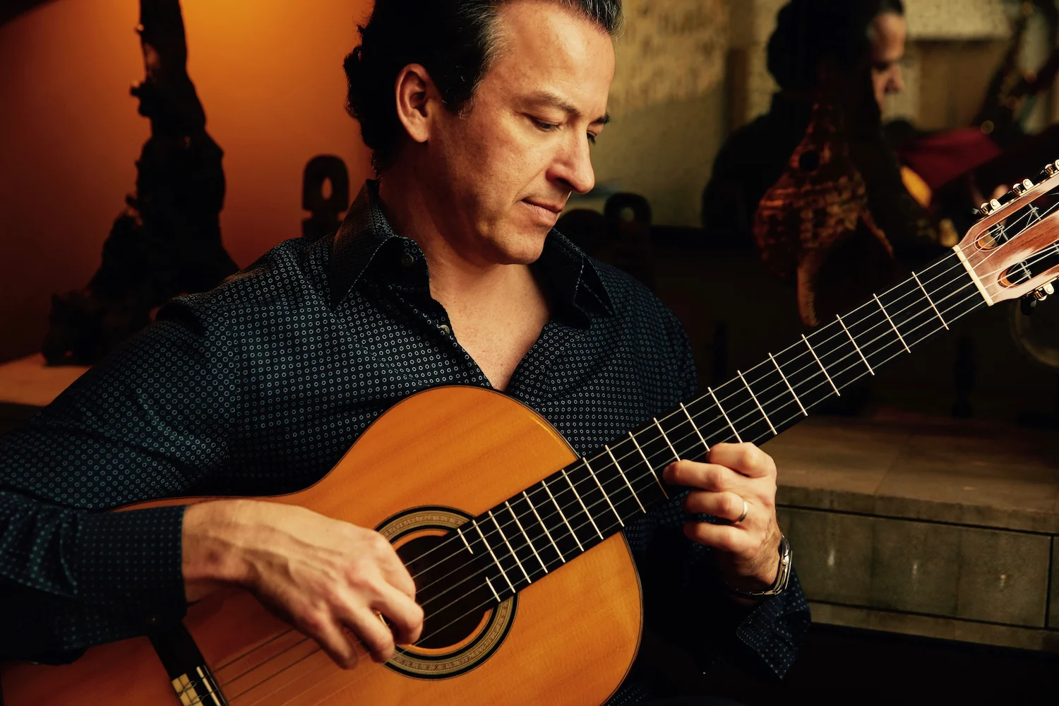 Lawson with his Lester Devoe flamenco blanca guitar