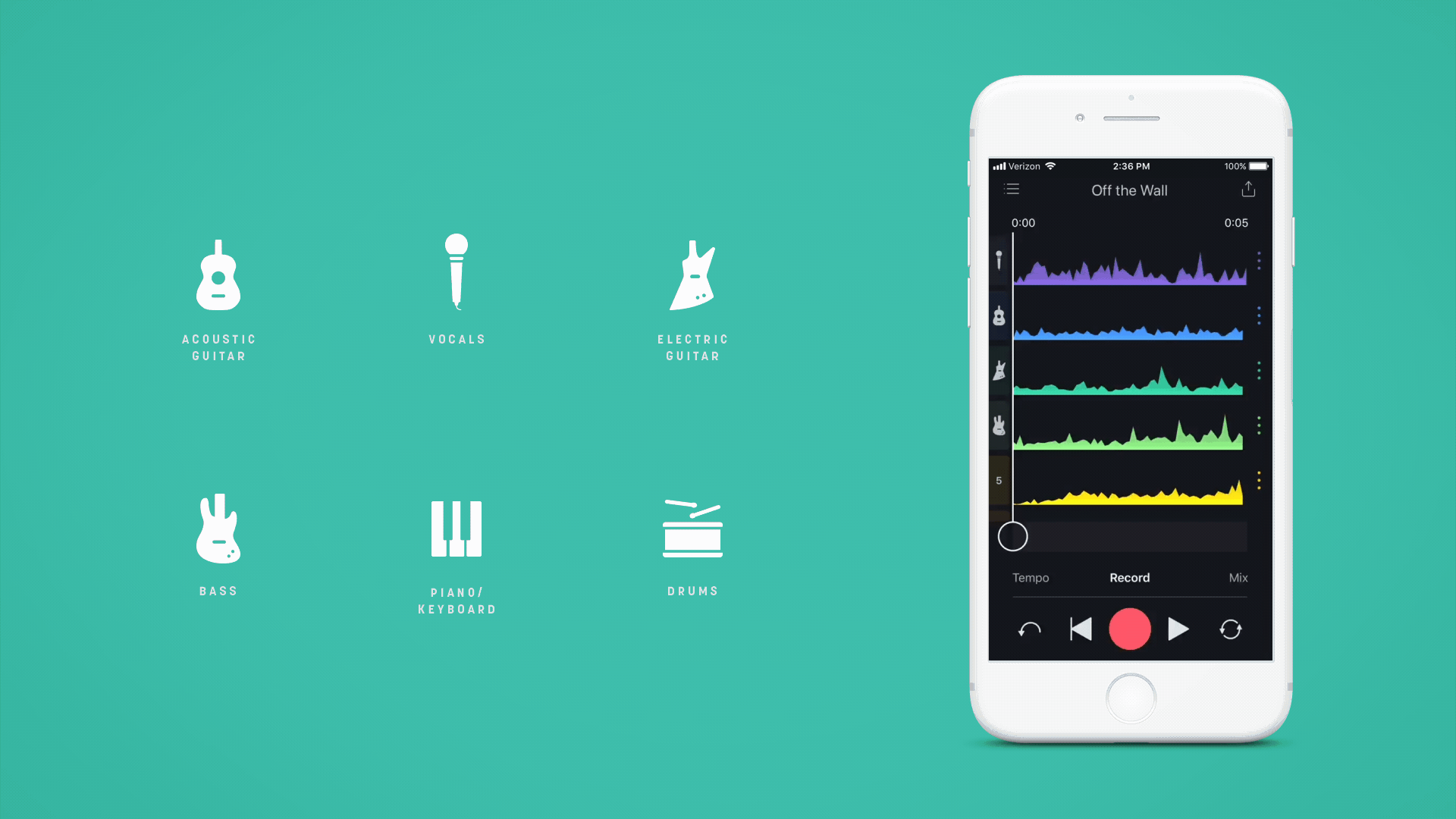 Instrument icons to help identify, edit, and mix tracks more easily on Spire.