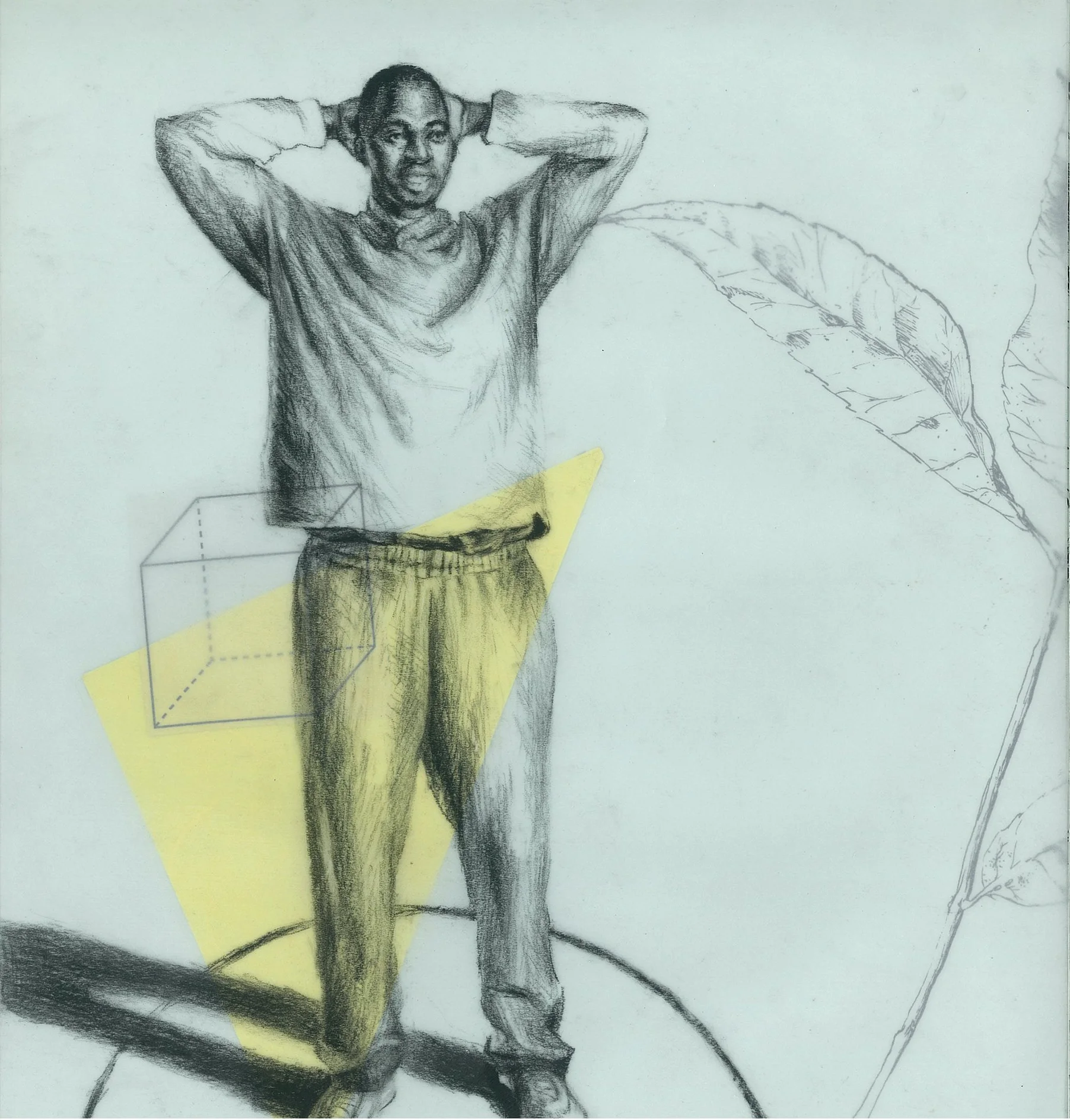 ink collage graphite drawing