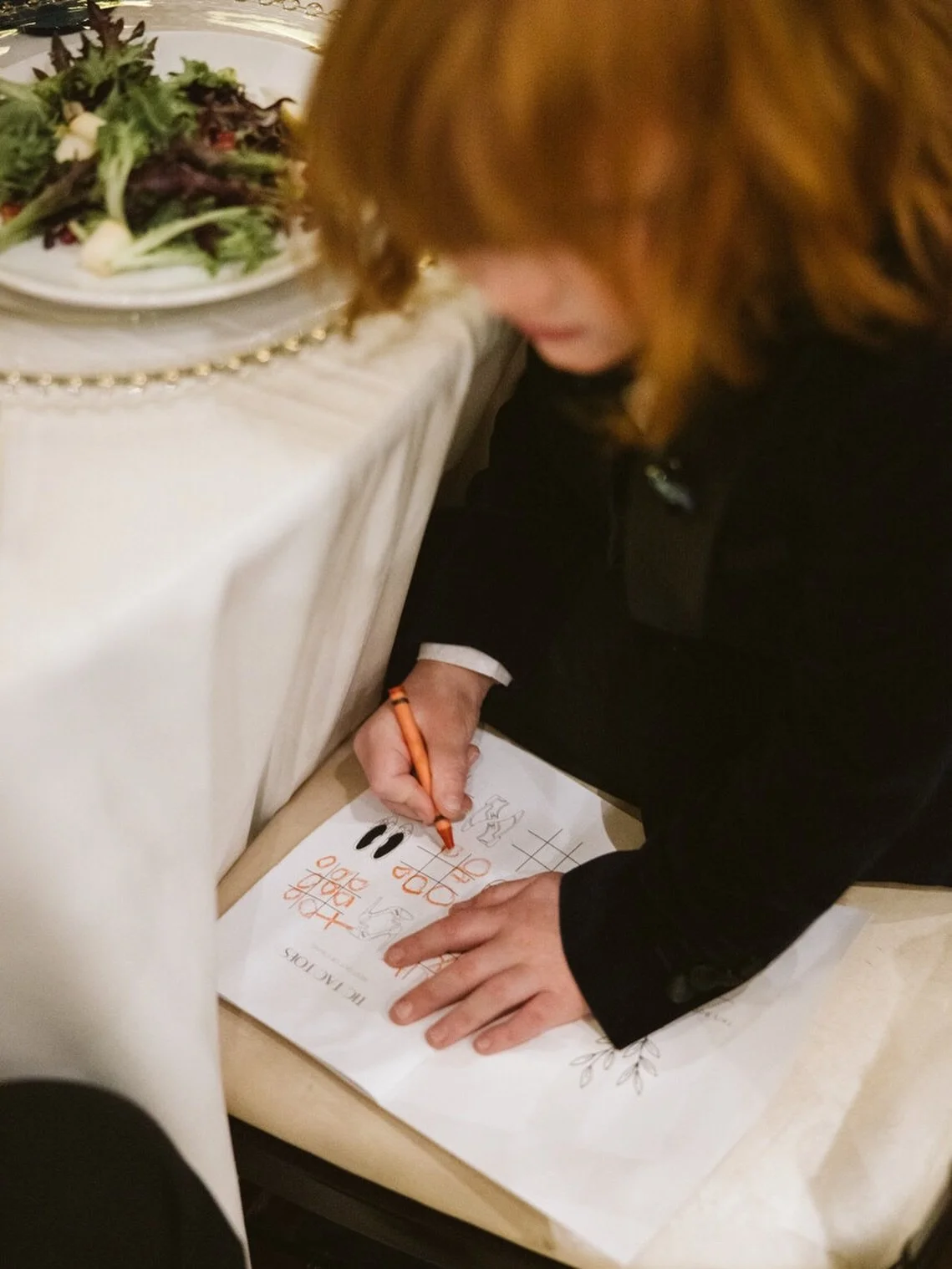 Nothing like a little tic tak toe to keep the kids entertained during dinner service! Our couples who have kids at their receptions have been putting together little kid packs to keep the kids busy at their seats. A very sweet detail for your tiniest