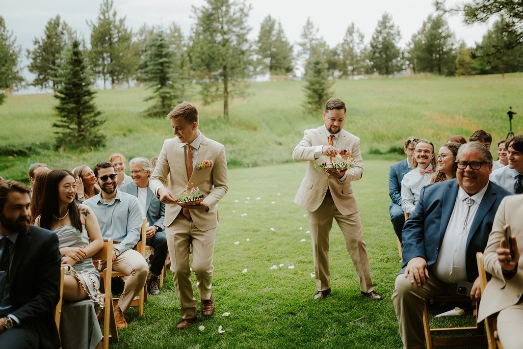 Why have flower girls when you can have flower men?! Or better yet Sprout Men! 🌱 
Instead of throwing petals these guys sprouted guests as they strolled down the aisle. If you&rsquo;re a part of the festival or live music/rave scene this is a practi