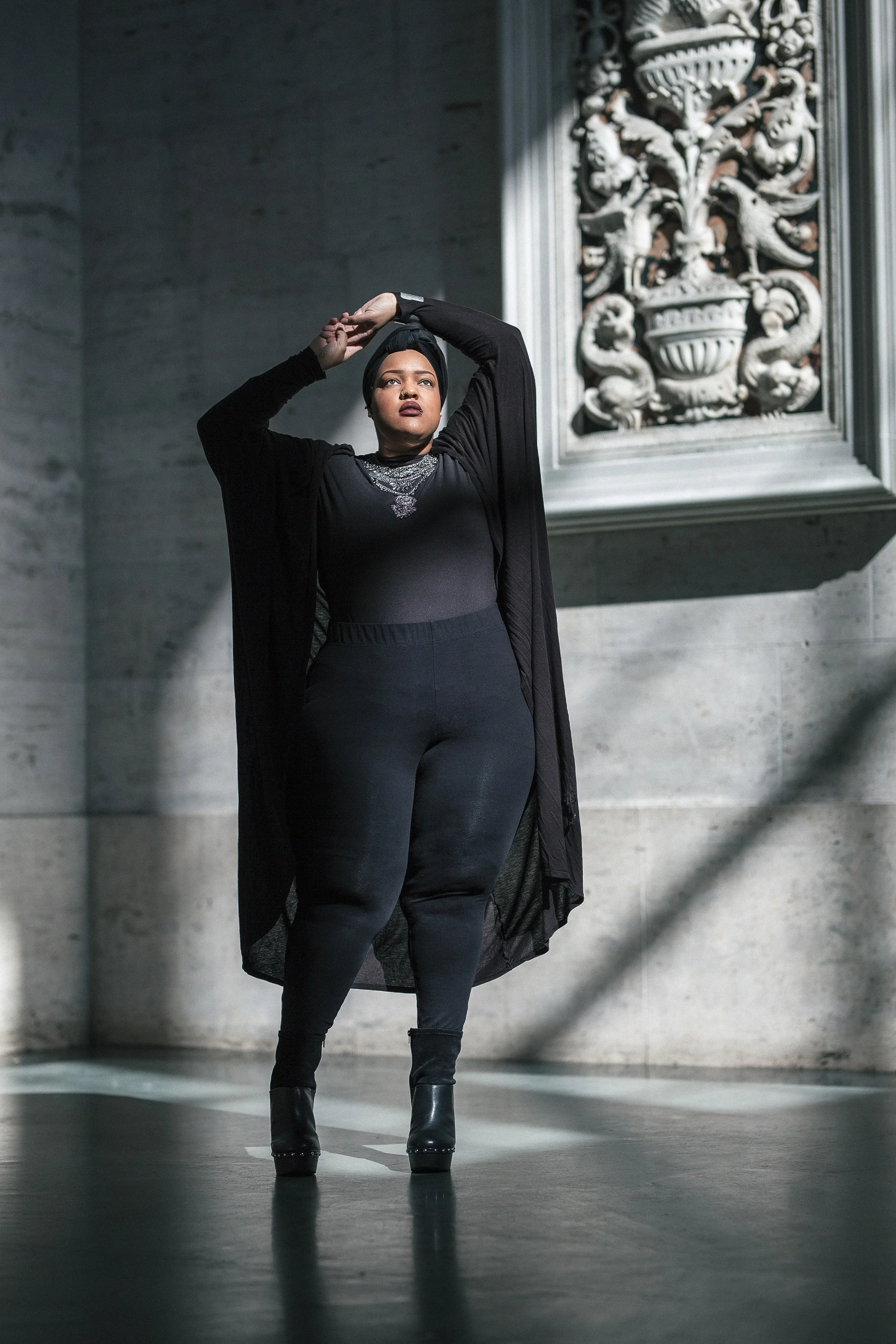Cape/Jacket: Forever 21 + Leggings: Lane Bryant + Shoes: Torrid 