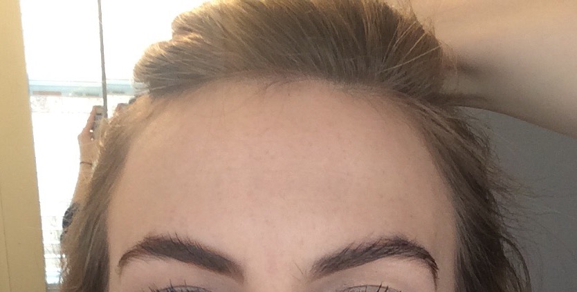 Okay, ignore the tacky selfie and ignore that I cut my face off - I took this to show how well this product works, but I look 100% cross-eyed in this picture, so...the rest of my face had to go.