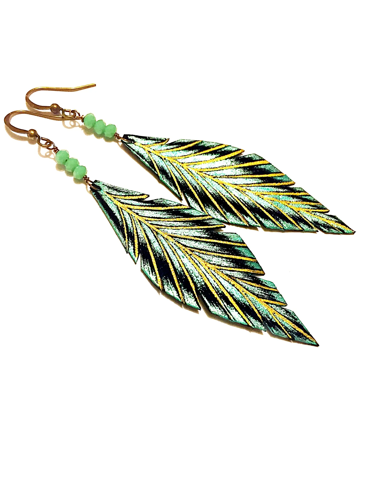 X-Small "CRYSTAL BELLA" Leather Feather Earrings