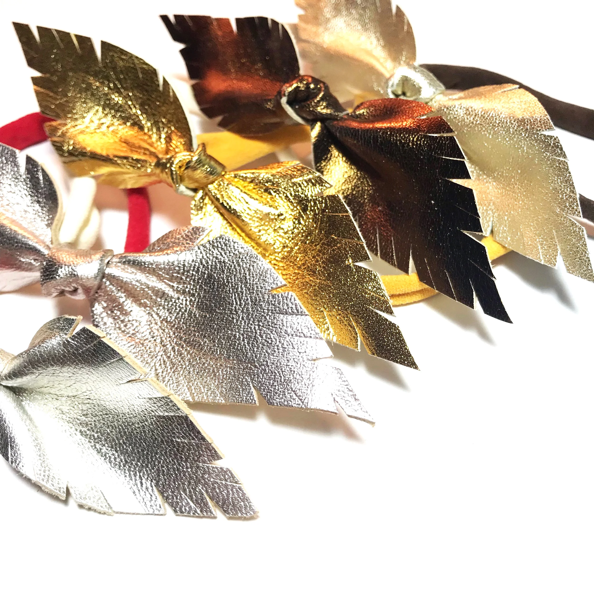 Metallic Leather Feather Headband
