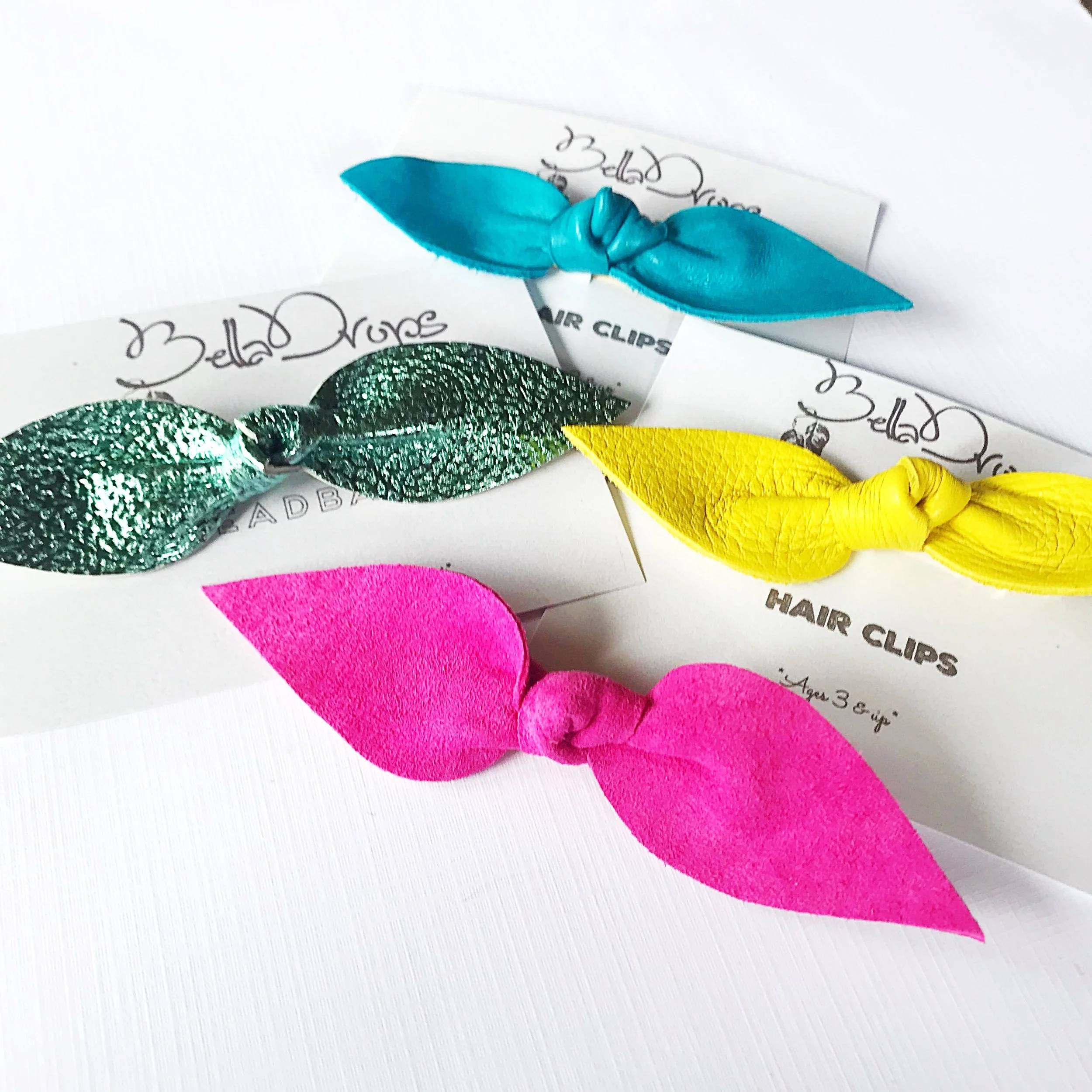 Bright Leather Hair Clips