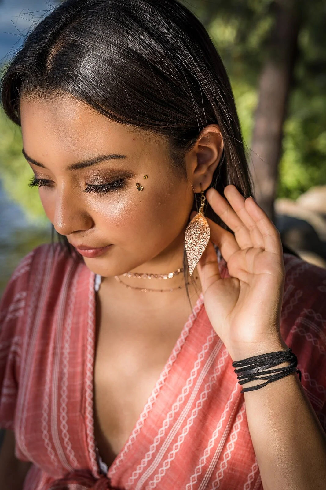 earrings for rose gold dress Ariadne Rose Gold Beaded Drop Earrings Black