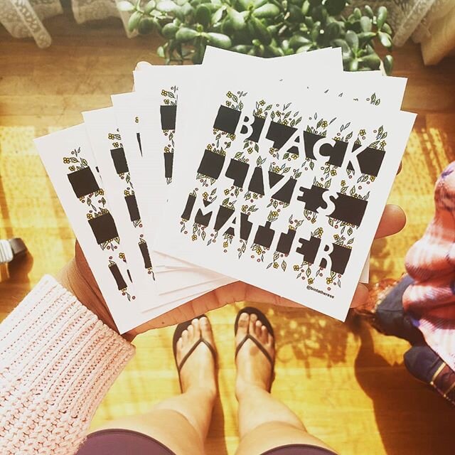 🖤 I made stickers! 🖤 These beauties just arrived&ndash; a perfect #Juneteenth surprise. I'll be selling these on my online shop at bintatherese.com to raise money for the #blacklivesmatter movement. They're not on there quite yet, I just couldn't w