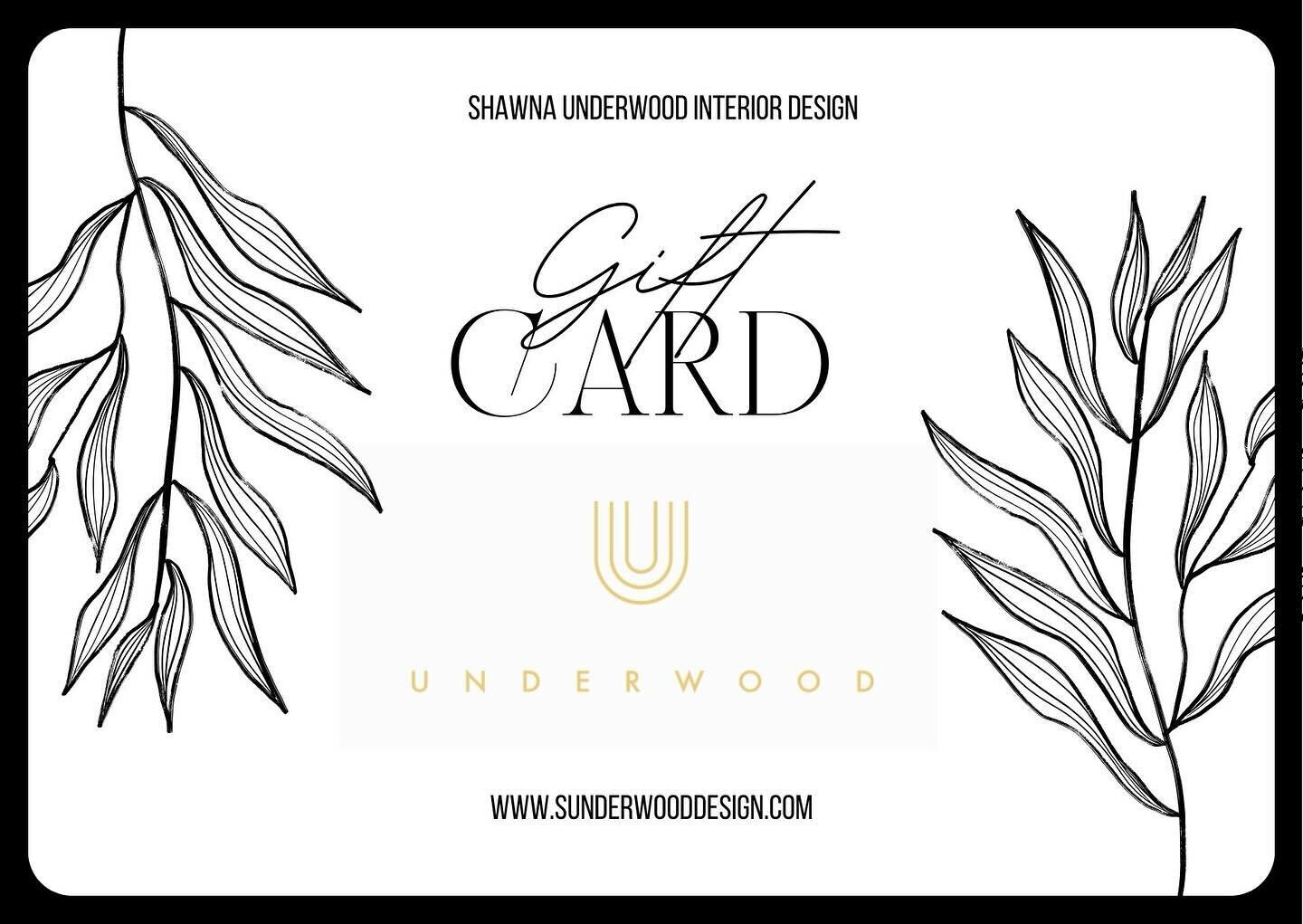 Do you or someone you love have a home design challenge you have been desperately meaning to solve or you want 2024 to be the year you create a space you love?

Shawna Underwood Interior Design is offering the perfect holiday gift card! The SUID gift