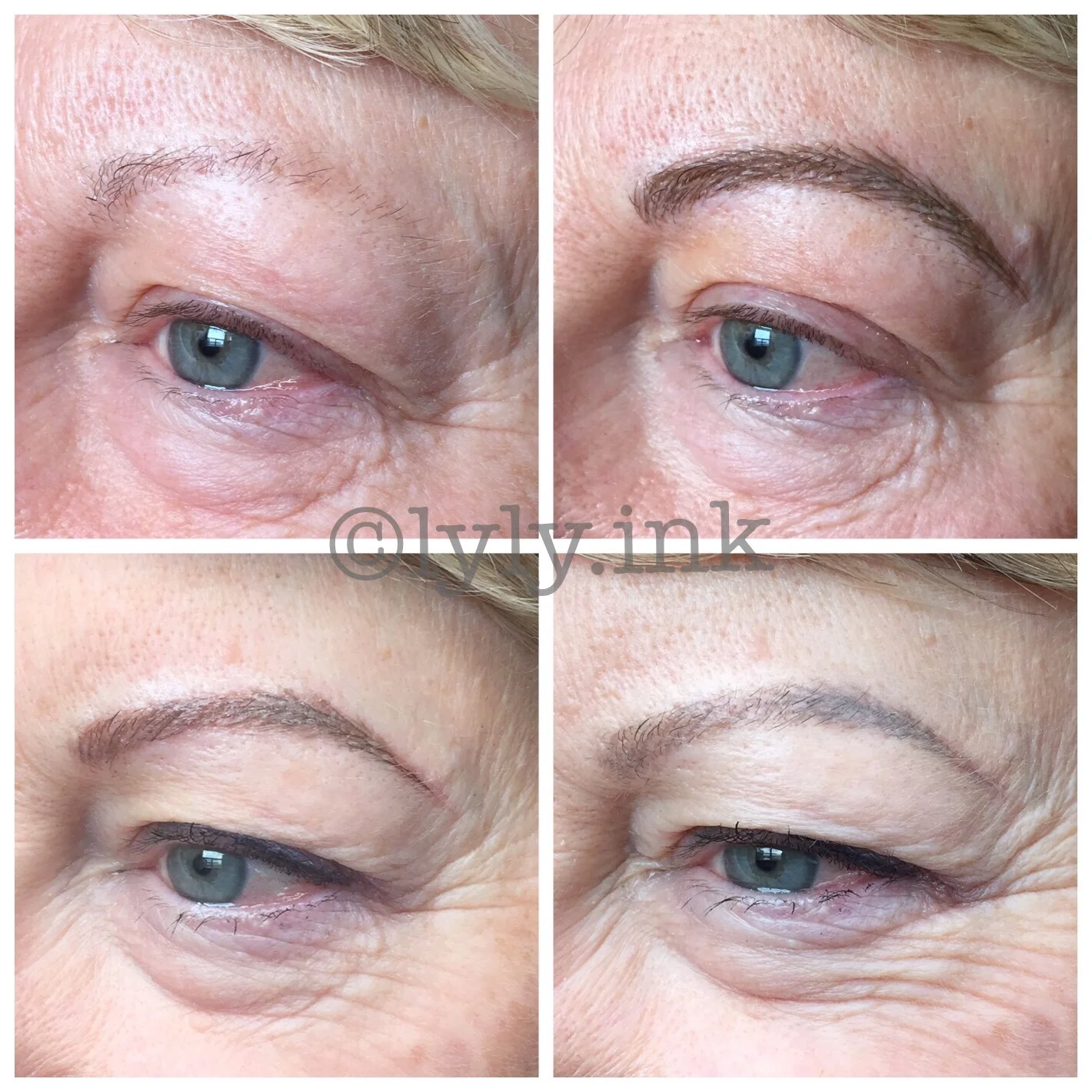 Clockwise: Before/After microblading/Healed/Post-Touchup