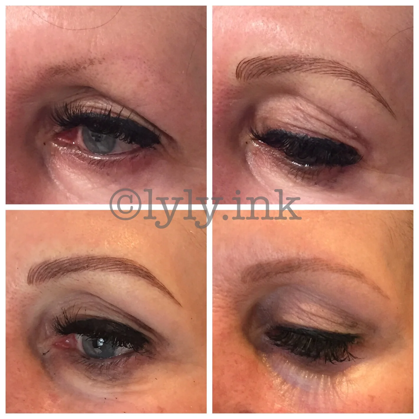 Clockwise: Before/After microblading/Healed/Post-Touchup